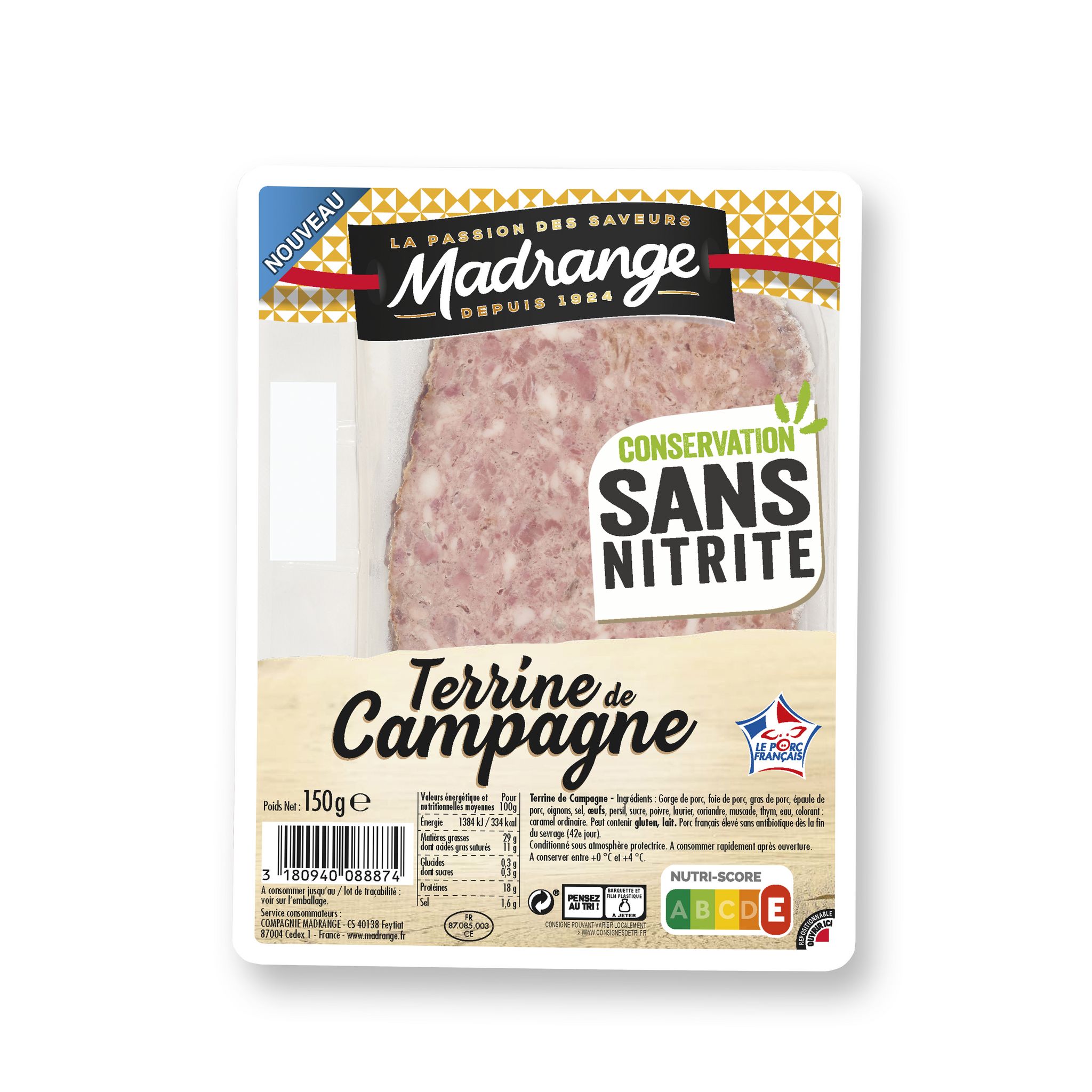 MADRANGE Terrine de campagne 150g pas cher - Auchan.fr