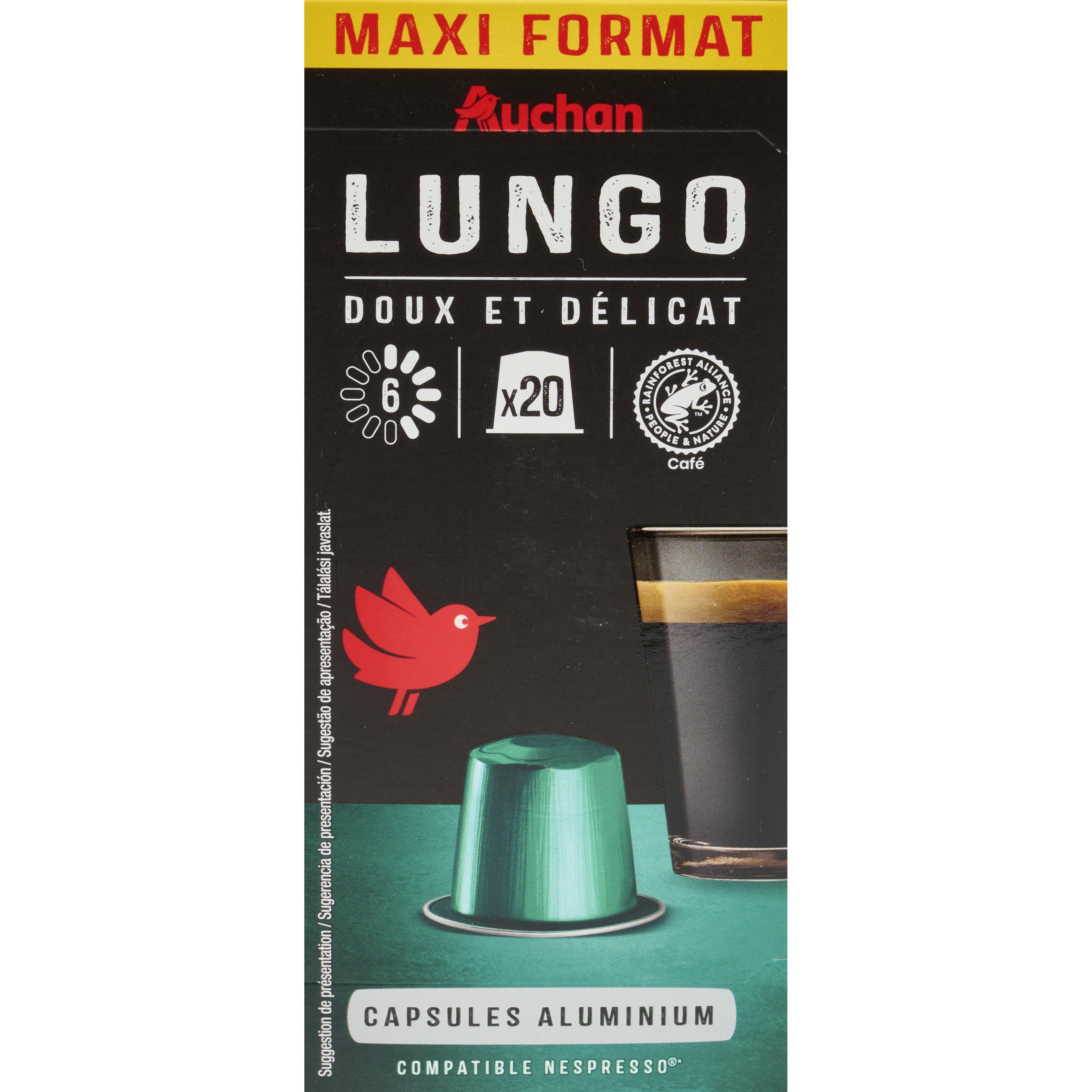 Voir la diapositive 5 : AUCHAN Capsules de café lungo intensité 6 compatibles Nespresso 20 capsules 104g