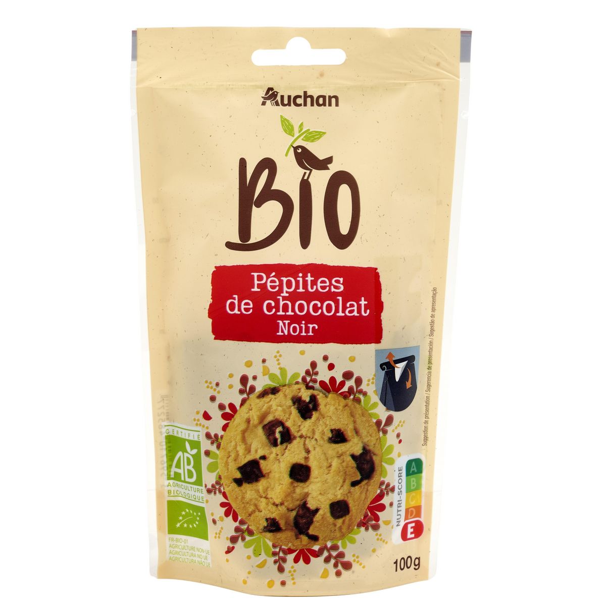 AUCHAN BIO Pépites de chocolat noir 100g