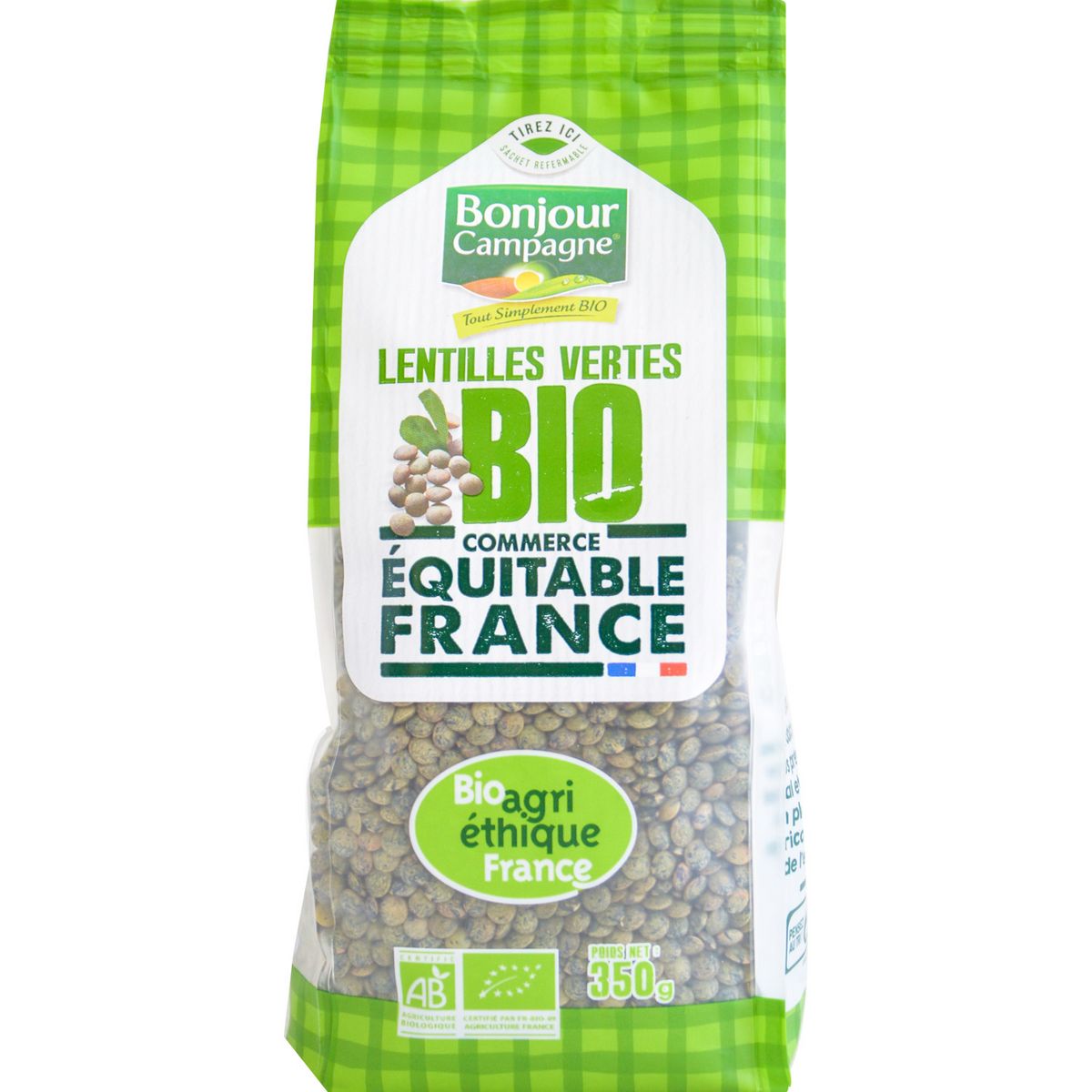 BONJOUR CAMPAGNE Lentilles vertes bio 350g