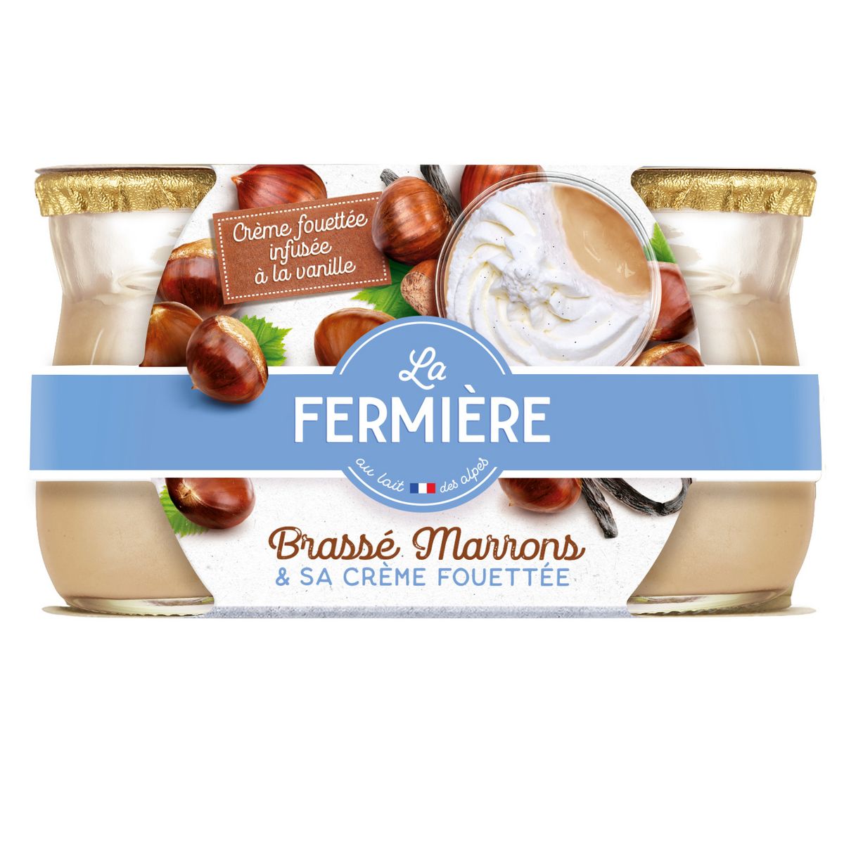 LA FERMIERE Yaourt crème de marron et crème fouettée 2x120g