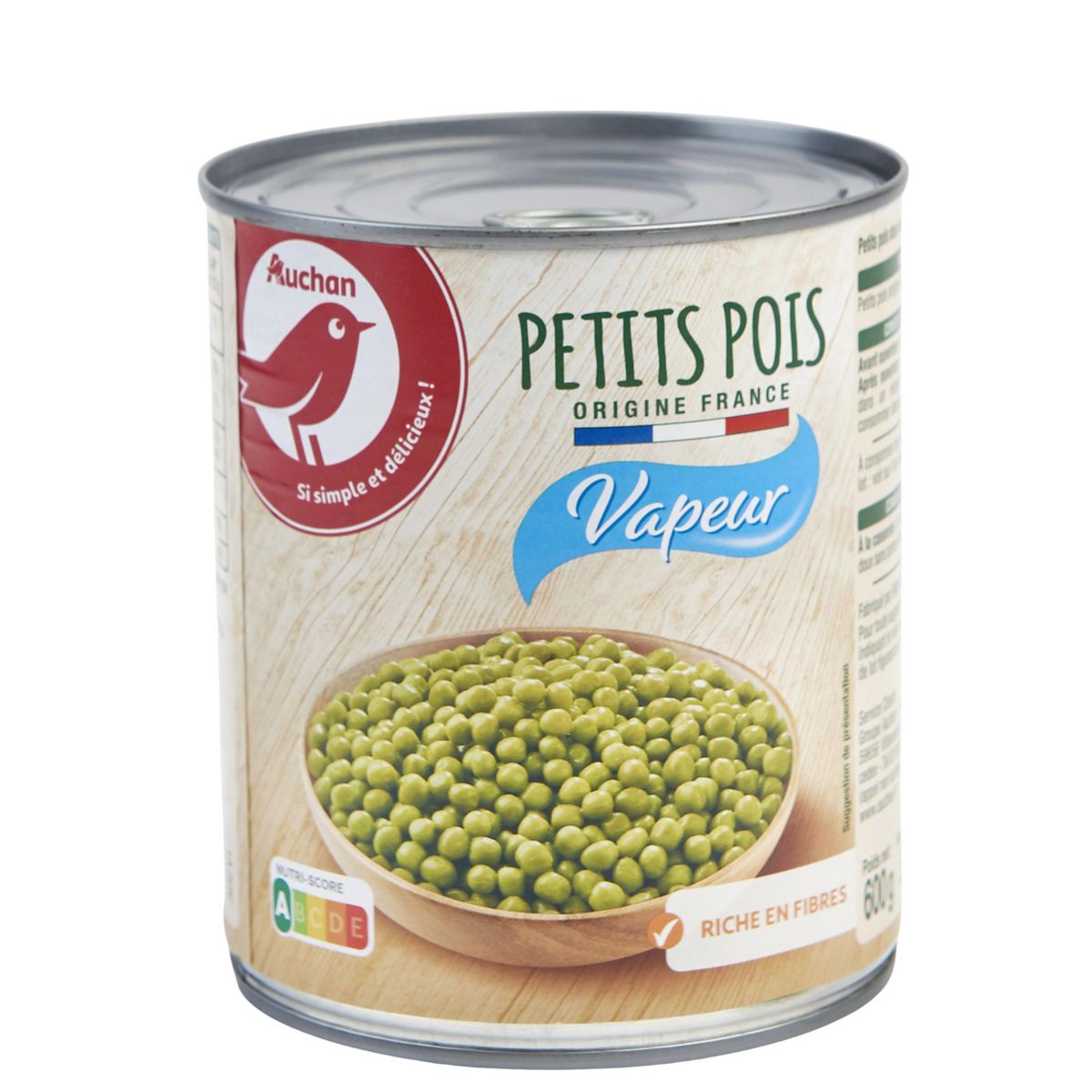 AUCHAN Petits pois à la vapeur 530g