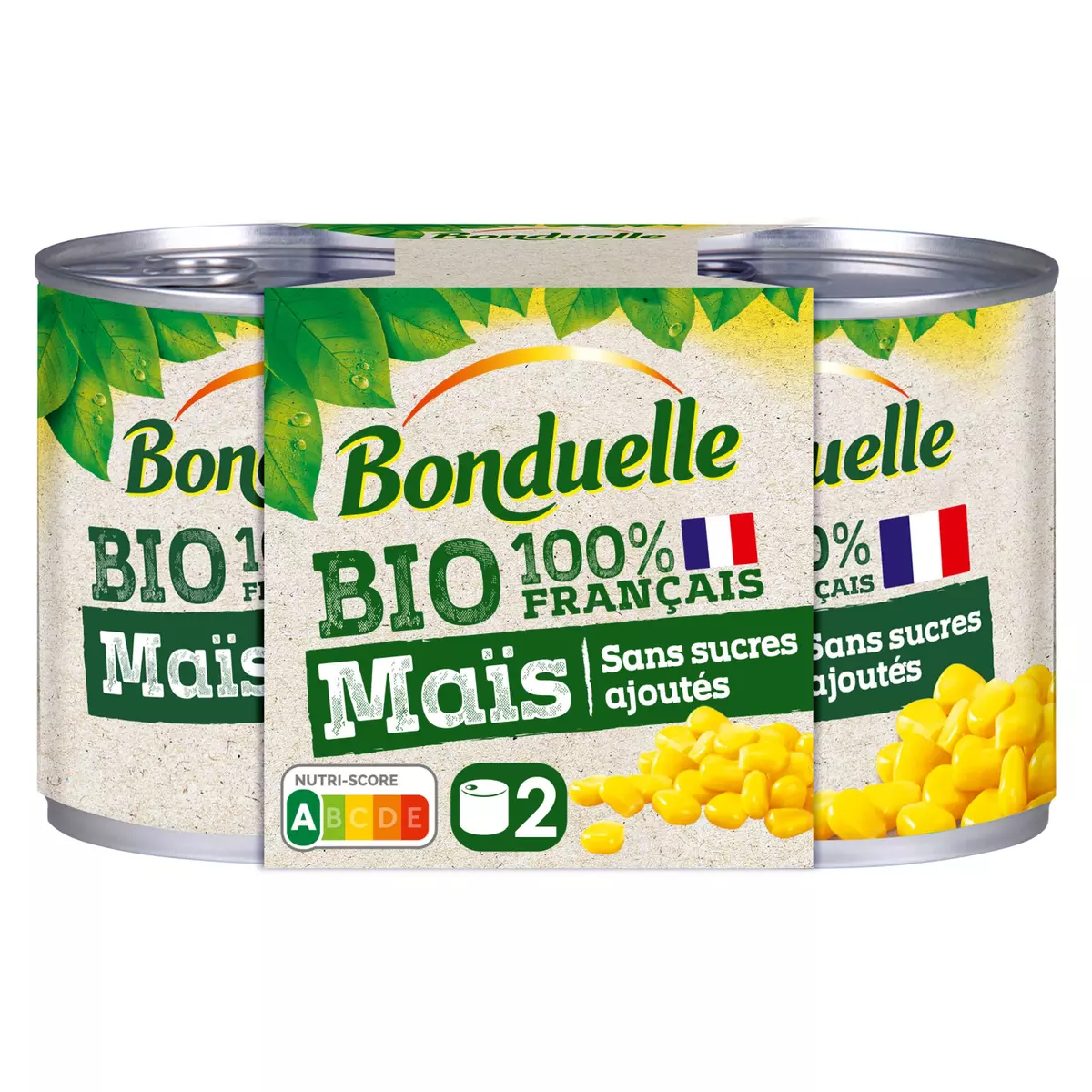 BONDUELLE Maïs sans sucres ajoutés bio 2x140g