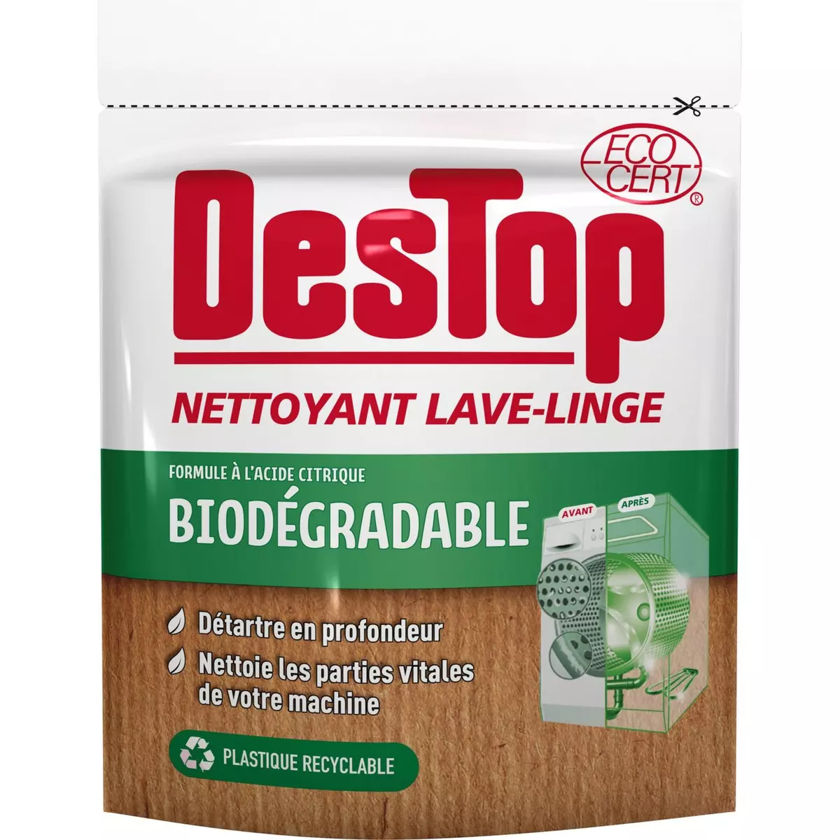 DESTOP Nettoyant lave-Linge anticalcaire biodégradable 250g pas cher 