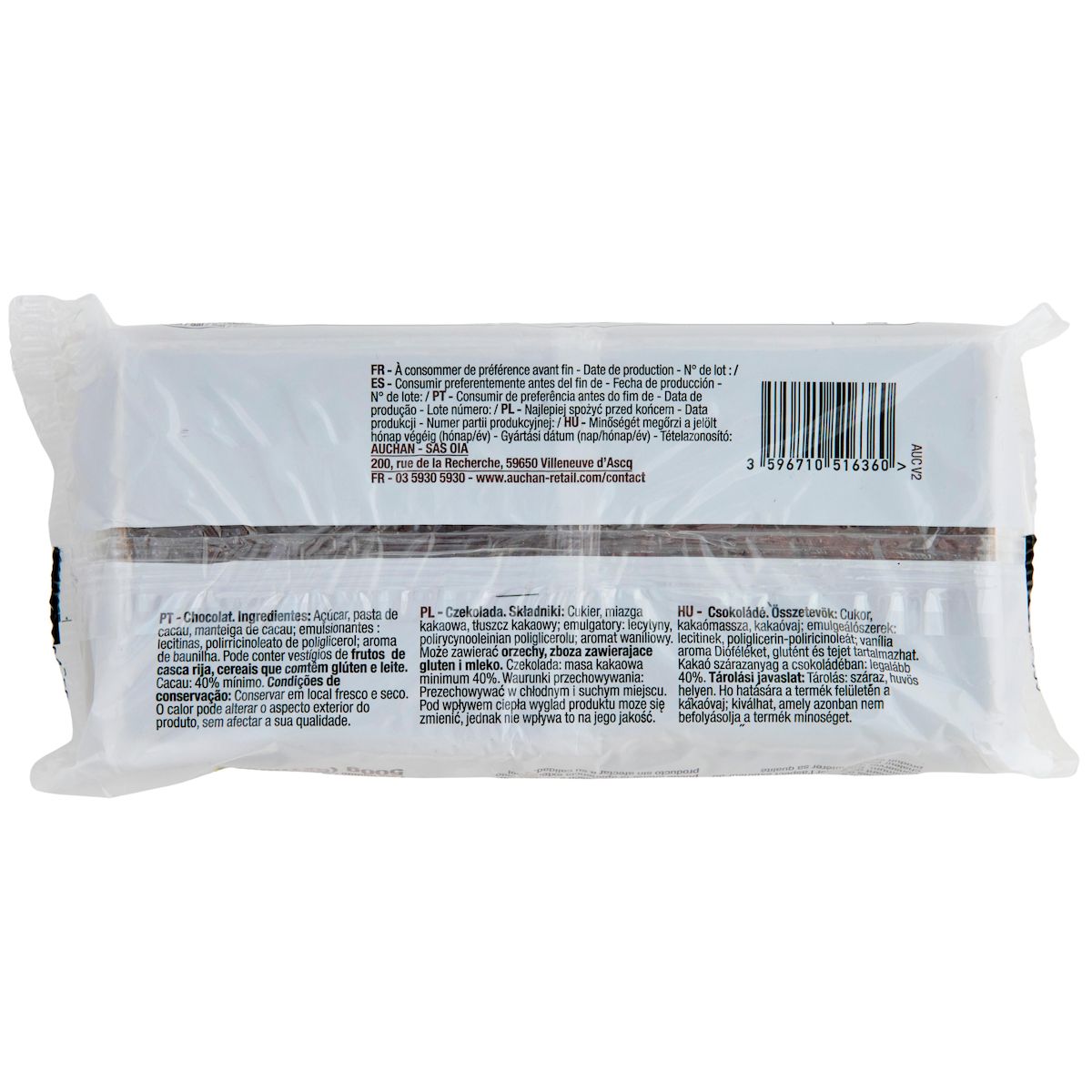 POUCE Tablette de chocolat noir 5 pièces 5x100g