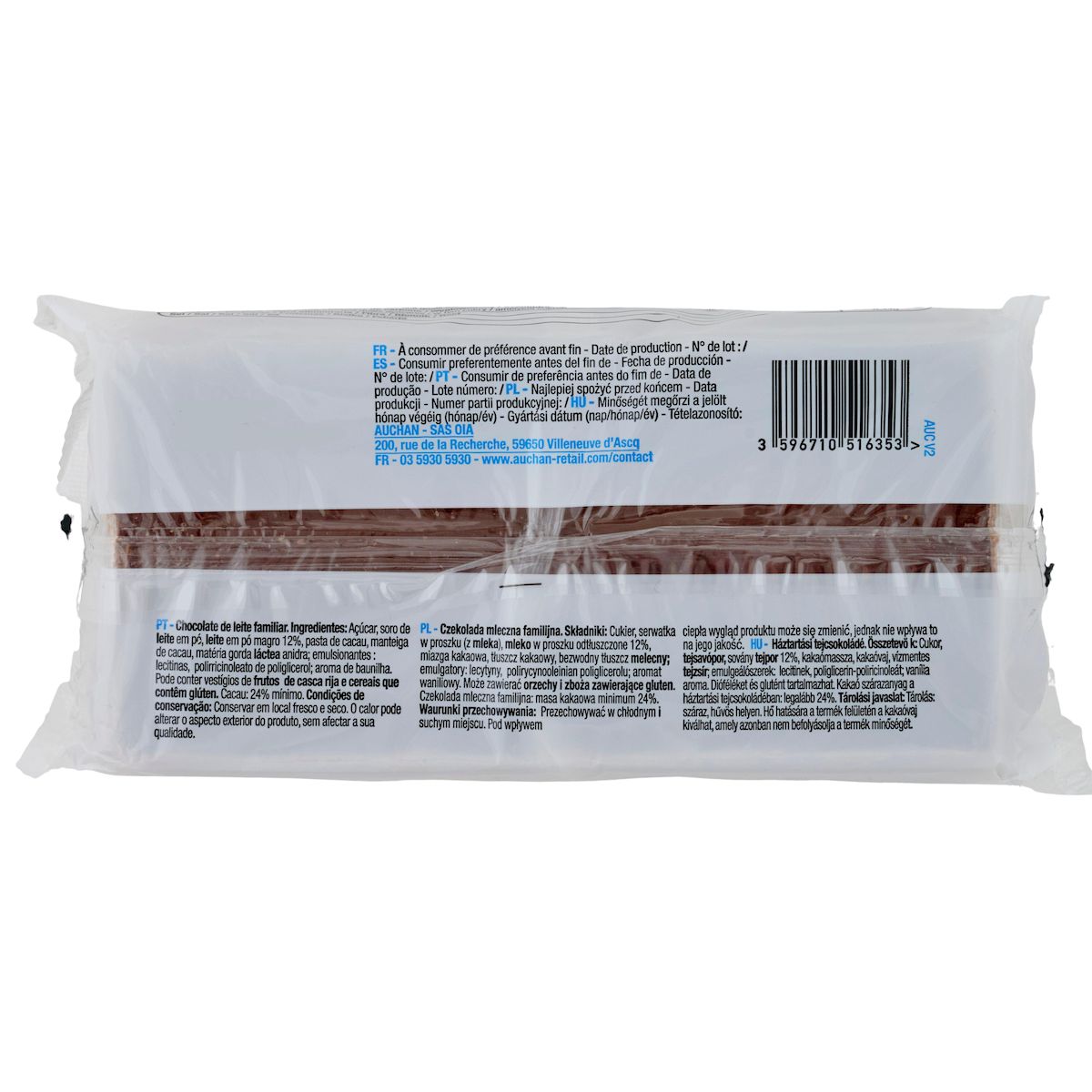 POUCE Tablette de chocolat au lait 5 pièces 5x100g