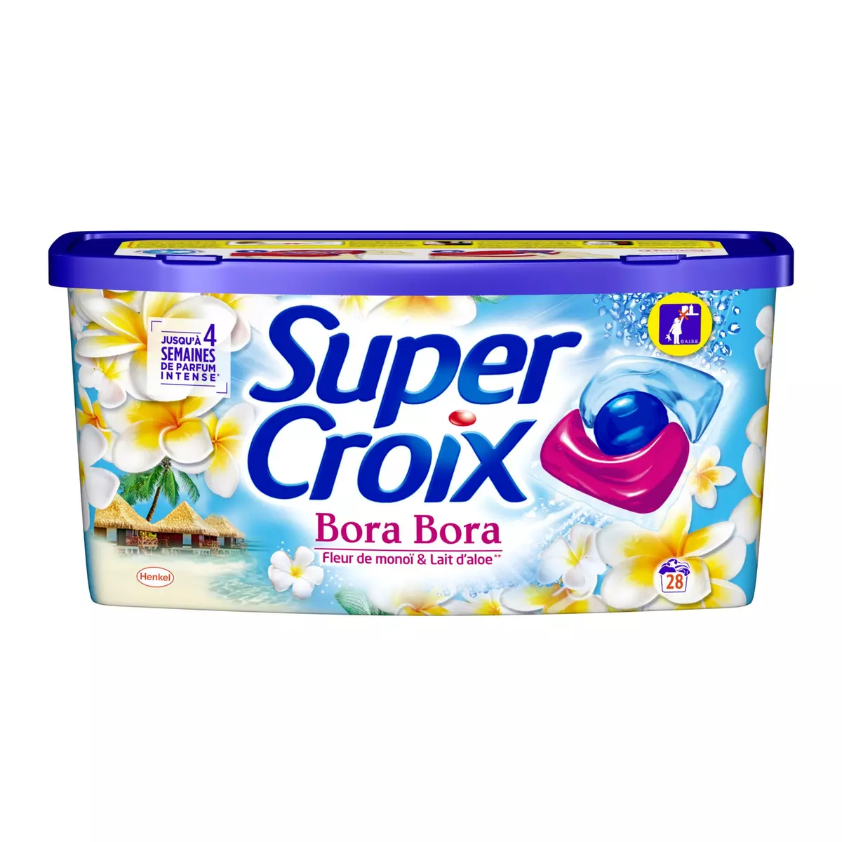 SUPER CROIX Lessive capsules Bora Bora fleurs de monoï et lait d'aloé 28 capsules