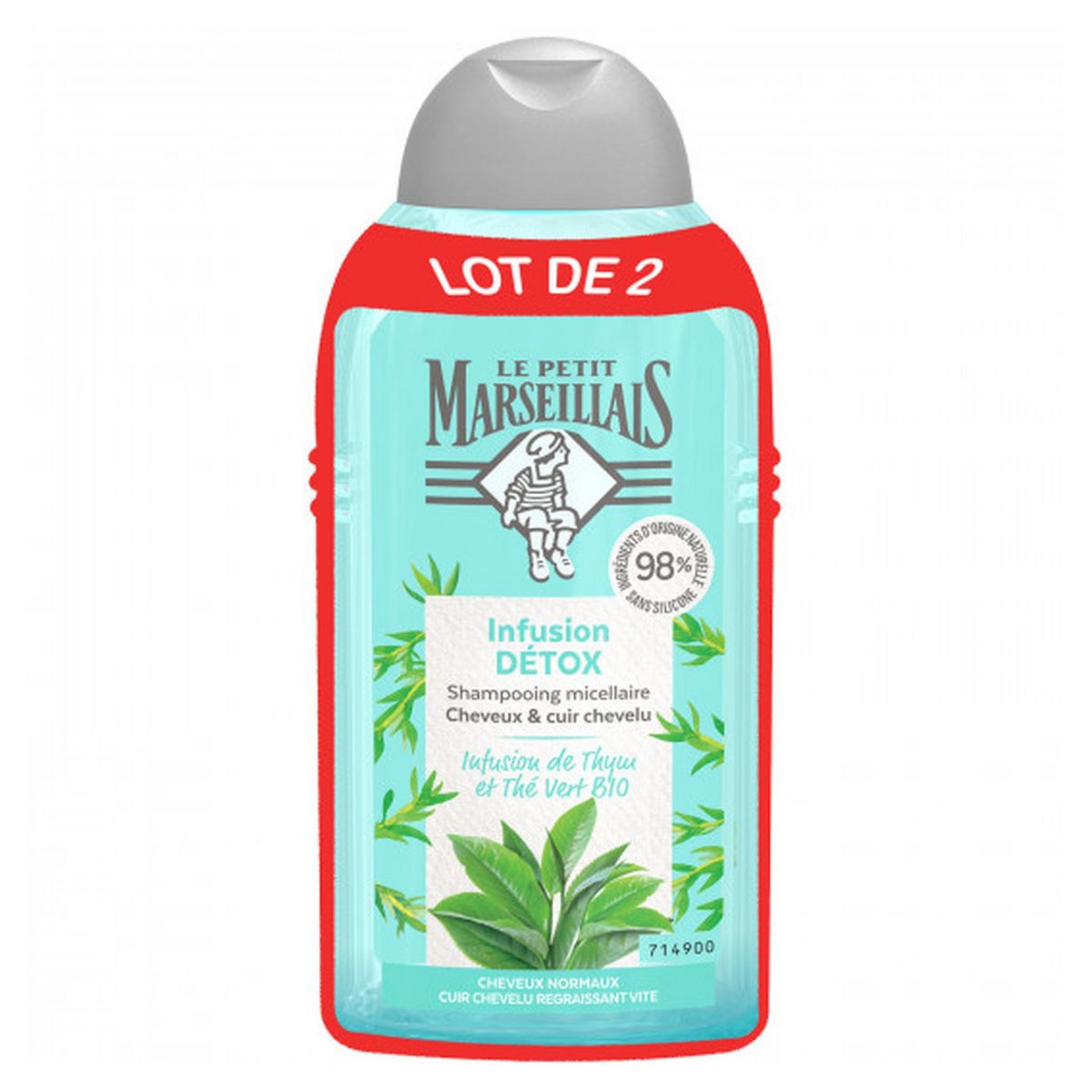 LE PETIT MARSEILLAIS Infusion Détox Shampoing micellaire infusion de thym et thé vert bio 2x250ml