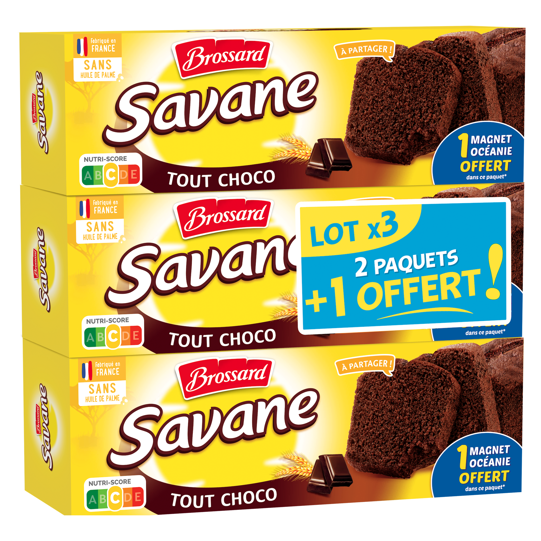 BROSSARD Lot de 3 gâteaux marbrés savane au chocolat 2 paquets + 1 offert 310g