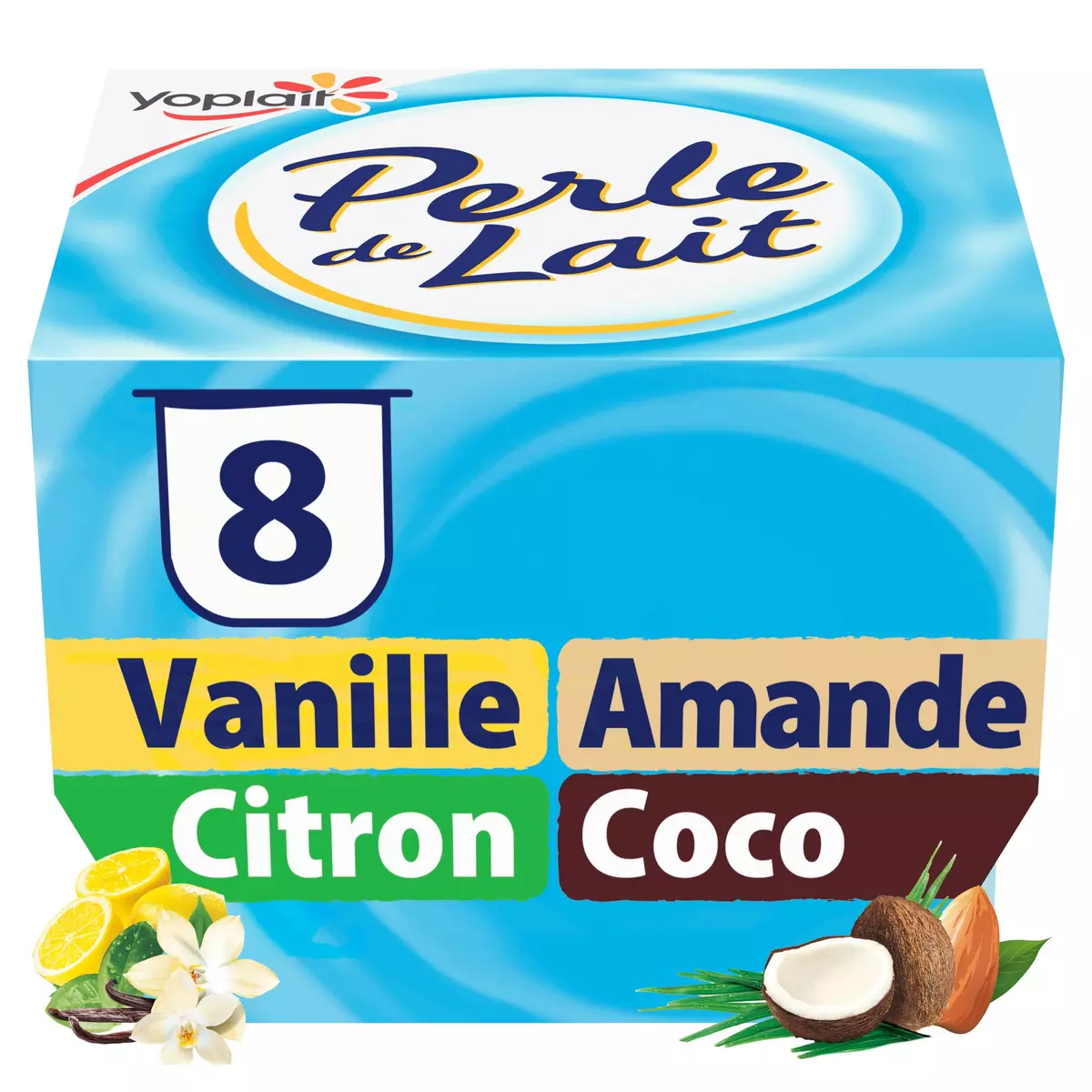 PERLE DE LAIT Yaourt brassé vanille amande citron coco 8x125g