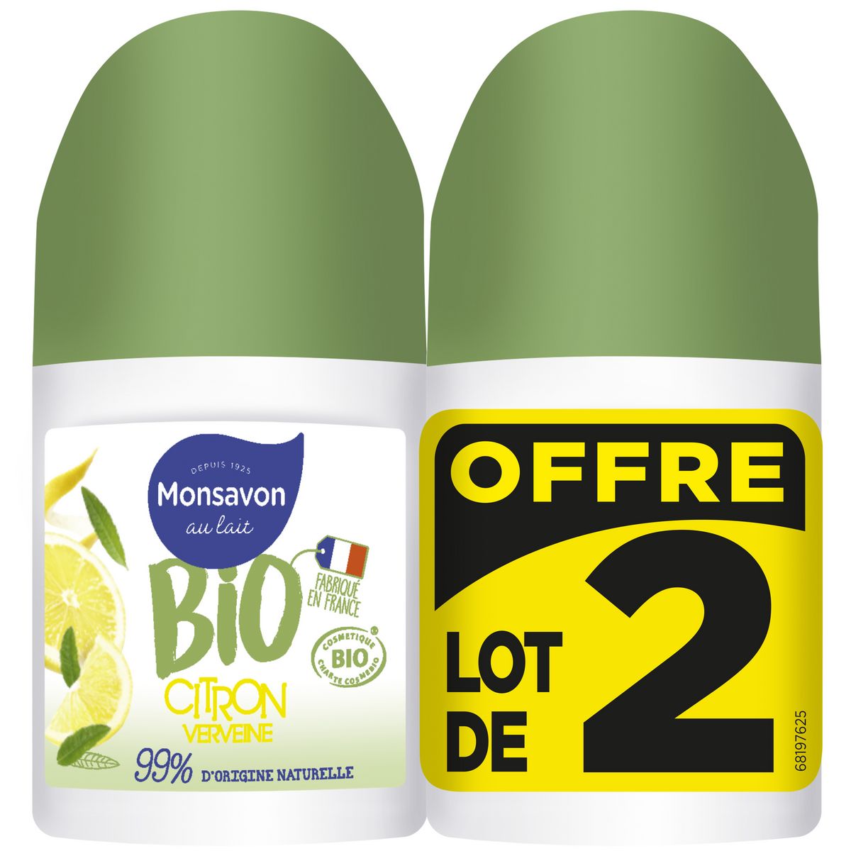 MONSAVON BIO Déodorant bille citron verveine bio 2x50ml