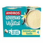 Andros ANDROS Gourmand et Végétal - Dessert semoule au lait de coco et à la vanille de Madagascar