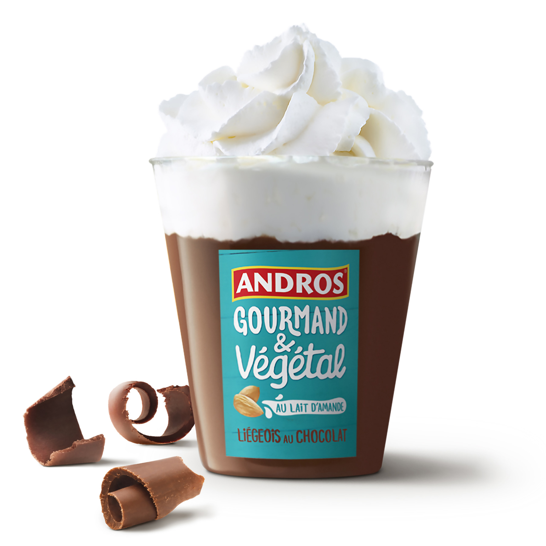 Voir la diapositive 2 : ANDROS Gourmand & Végétal Liégeois au lait d'amande au chocolat 4x90g