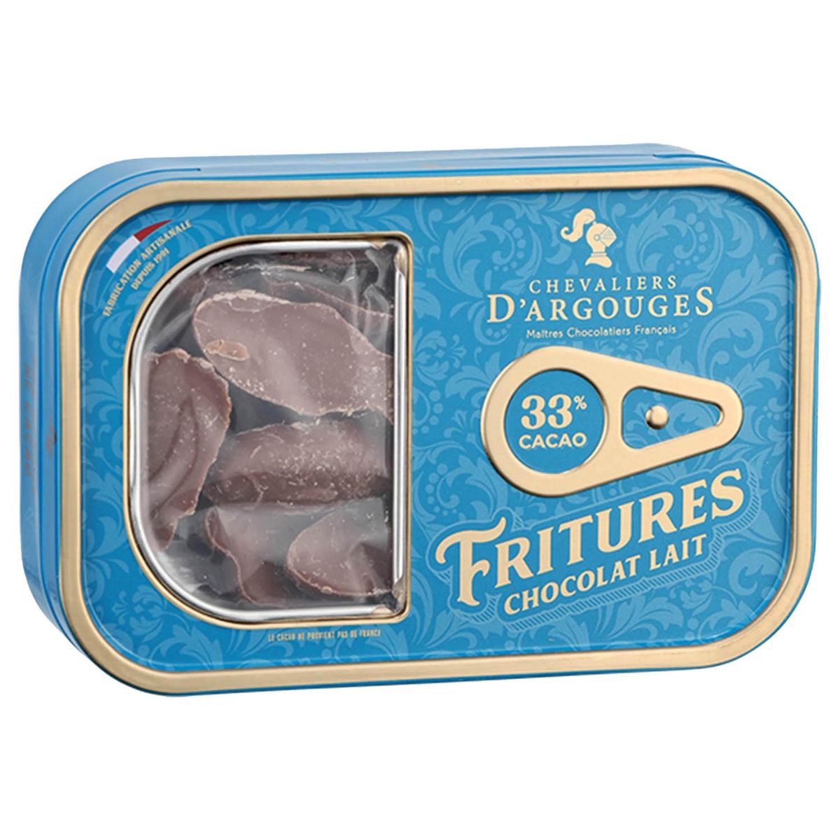 CHEVALIERS D'ARGOUGES Fritures au chocolat au lait dans une boite de sardines 90g