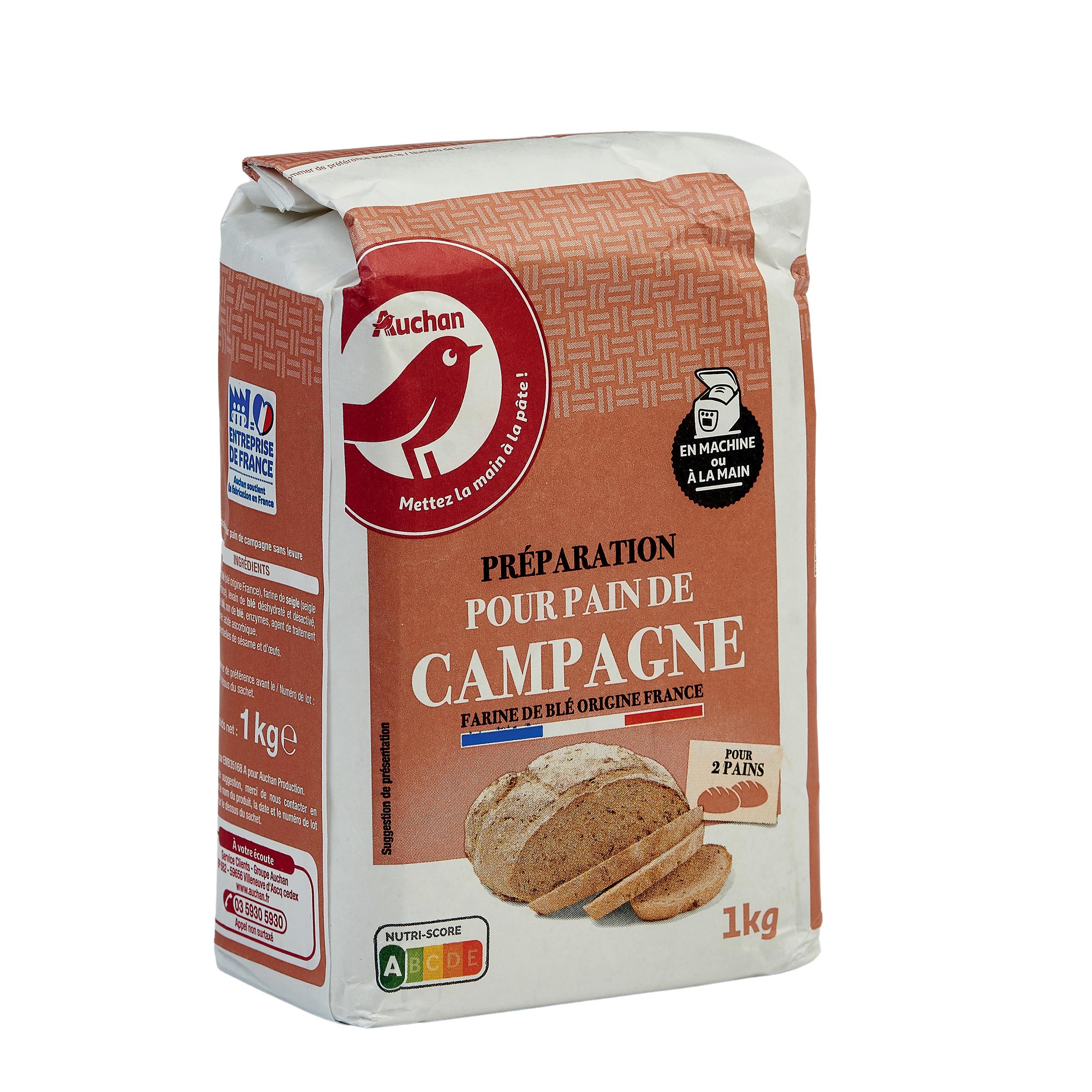 Voir la diapositive 2 : AUCHAN Préparation pour pain de campagne 1kg