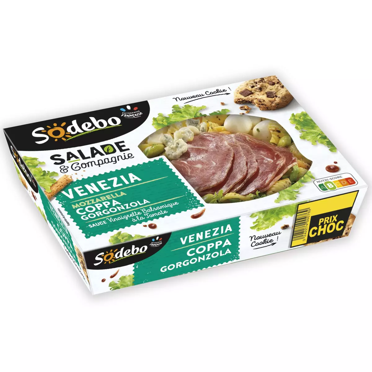 SODEBO Salade Venezia pâtes fromages italiens et coppa sans couverts 1 portion 320g