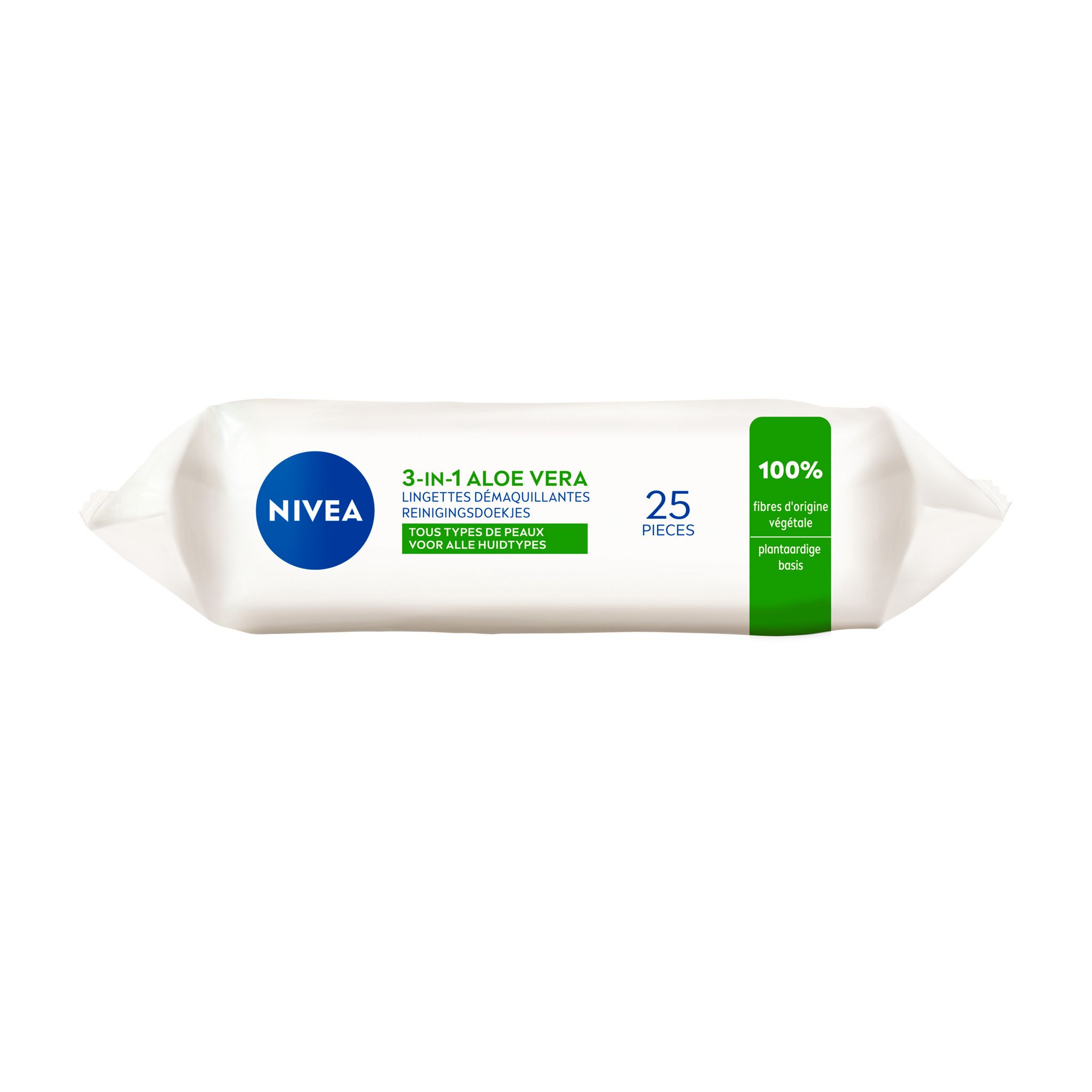 Voir la diapositive 2 : NIVEA Lingettes démaquillantes 3 en 1 à l'aloé véra visage, yeux et lèvres tous types de peaux 25 lingettes