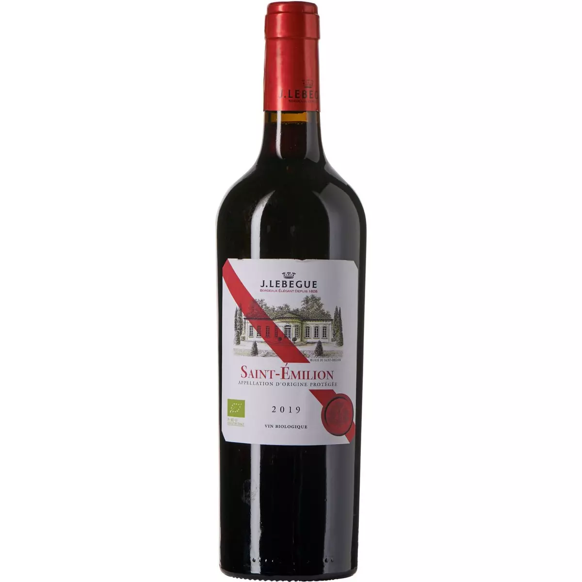 Vin rouge AOP Saint-Emilion Bordeaux élégant bio Jules Lebegue 2019 75cl