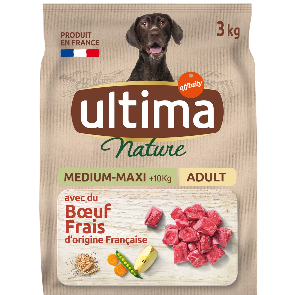 ULTIMA NATURE Croquettes au boeuf pour moyen et grand chien 3kg
