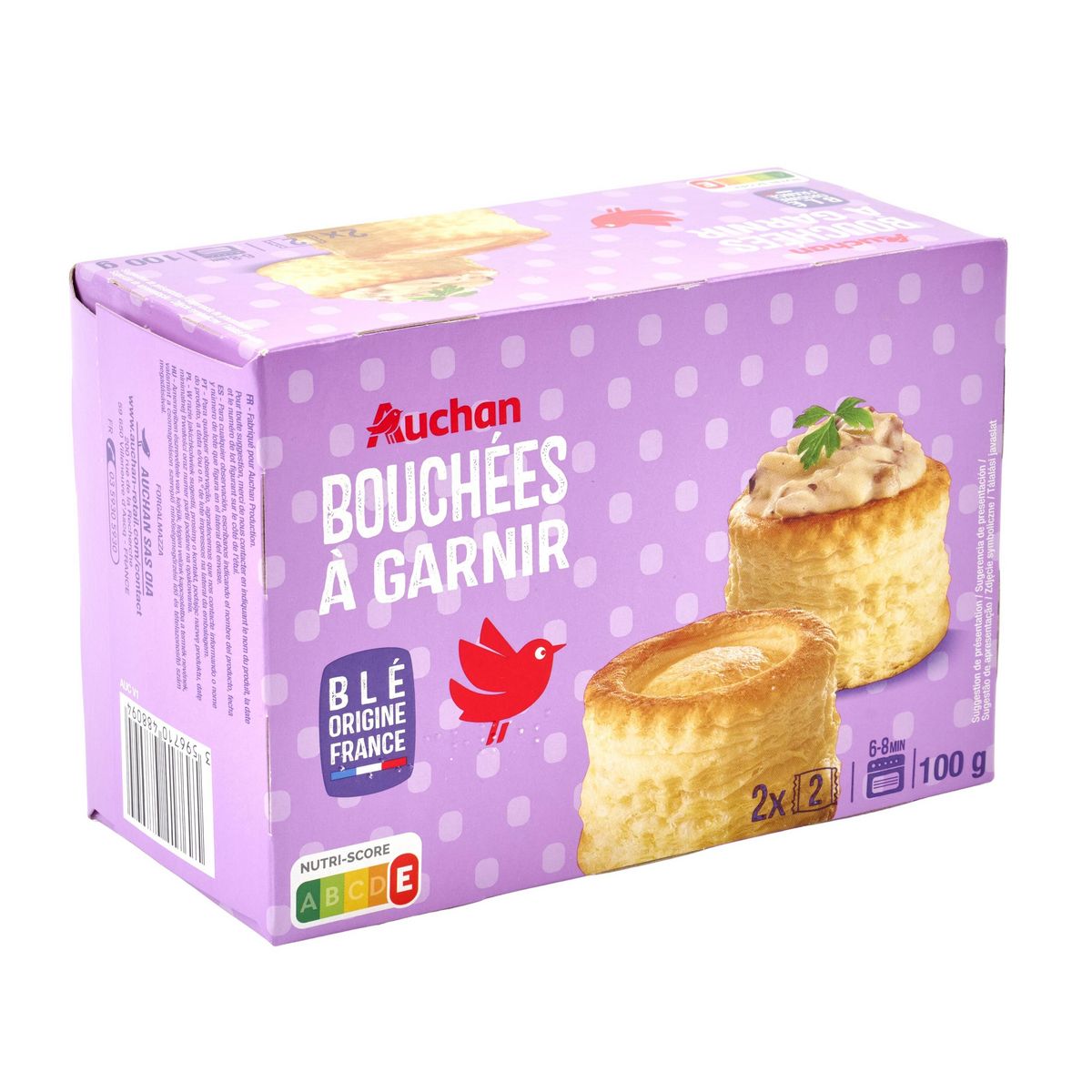 AUCHAN Bouchées à garnir 2 sachets de 2 bouchées 100g