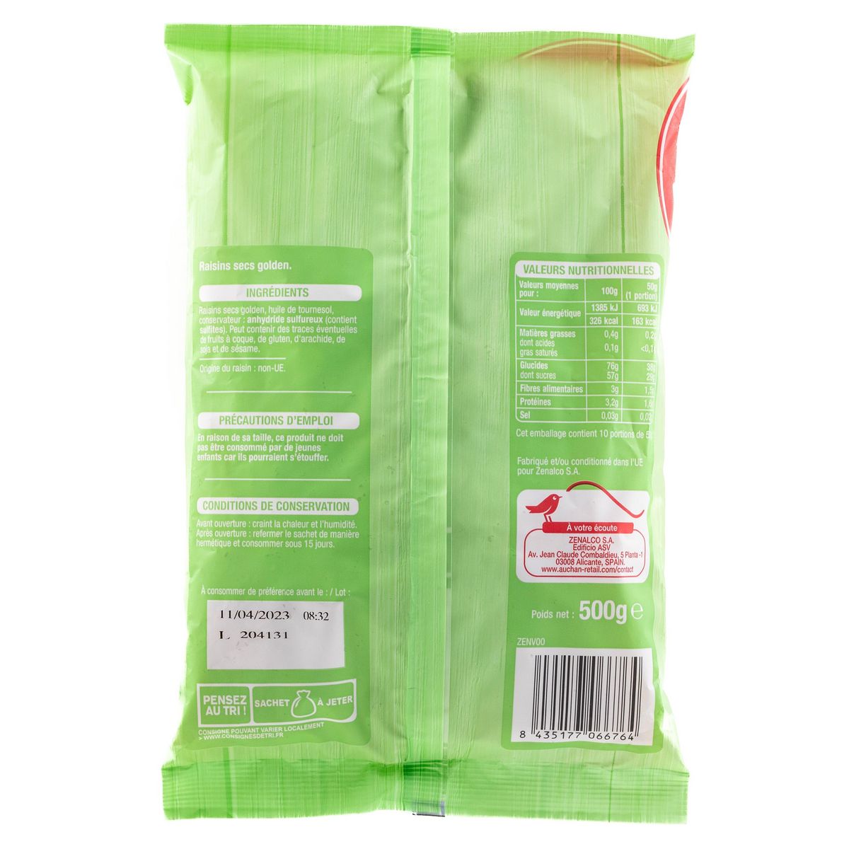 AUCHAN Raisins secs golden 500g