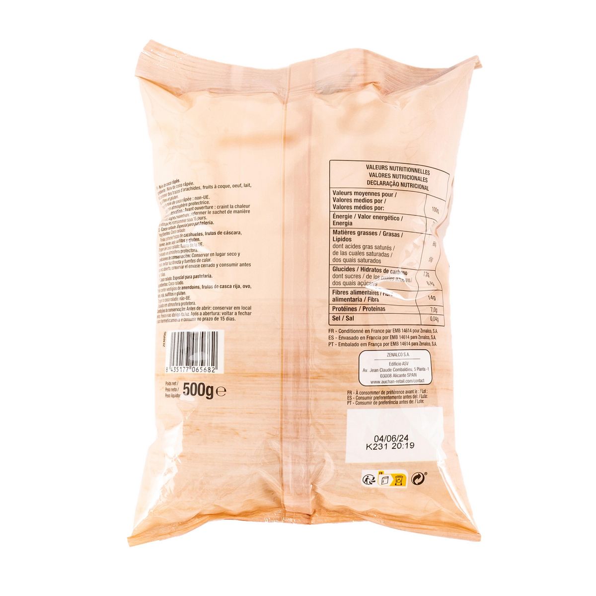 AUCHAN Noix de coco râpée  500g