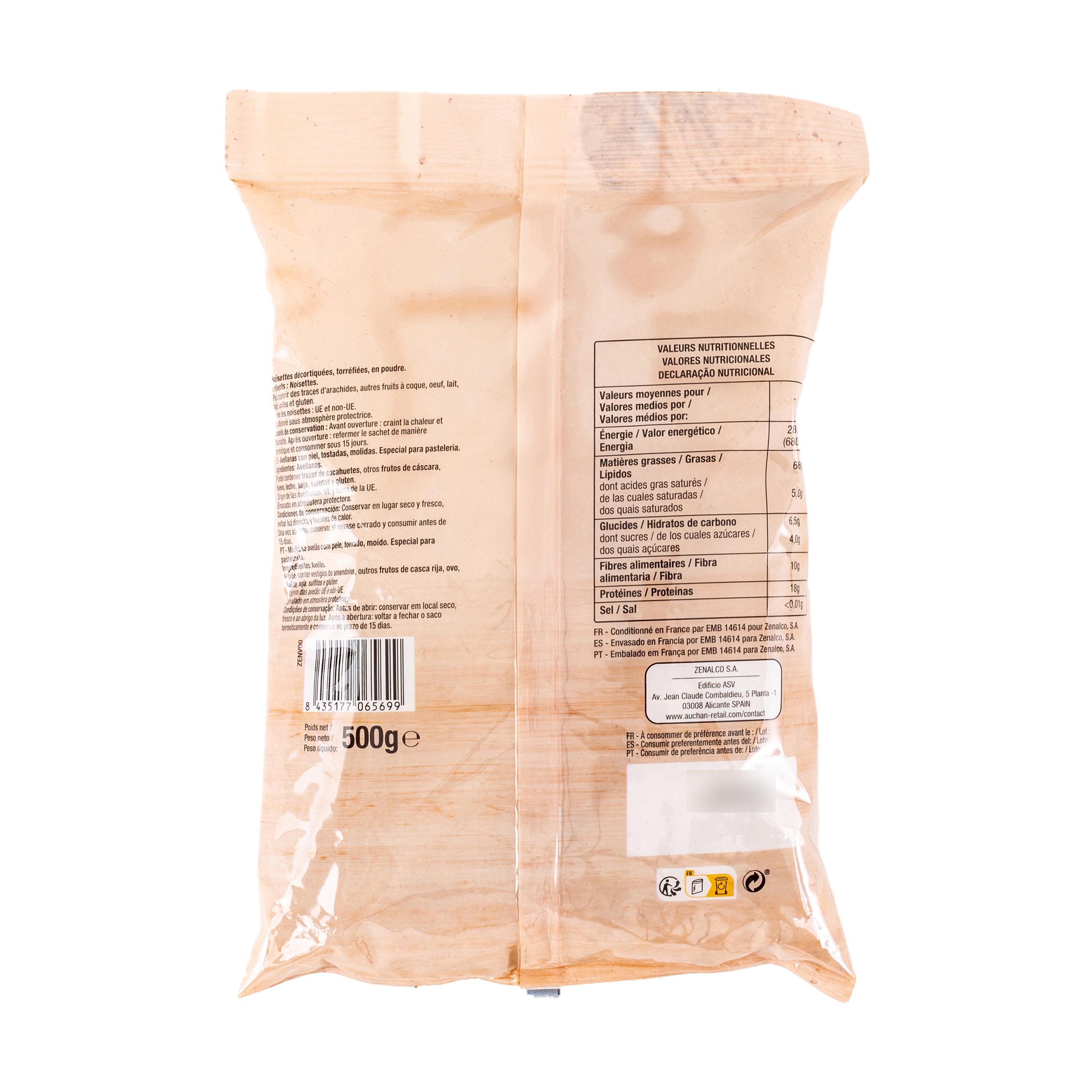 Voir la diapositive 2 : AUCHAN Noisettes grillées en poudre 500g