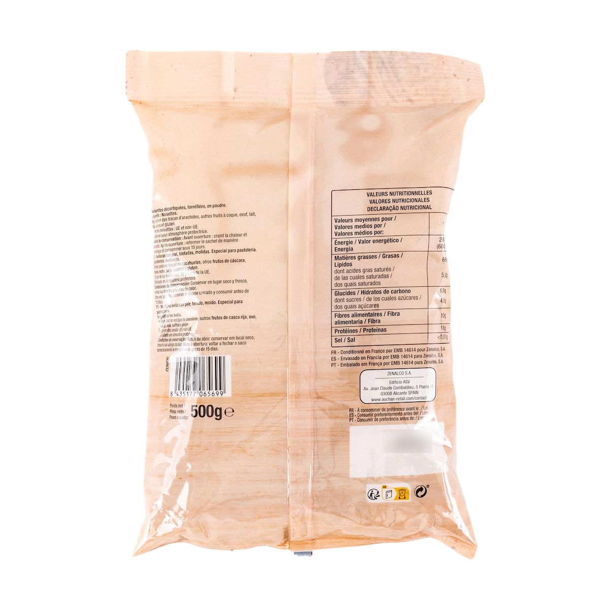 AUCHAN Noisettes grillées en poudre 500g