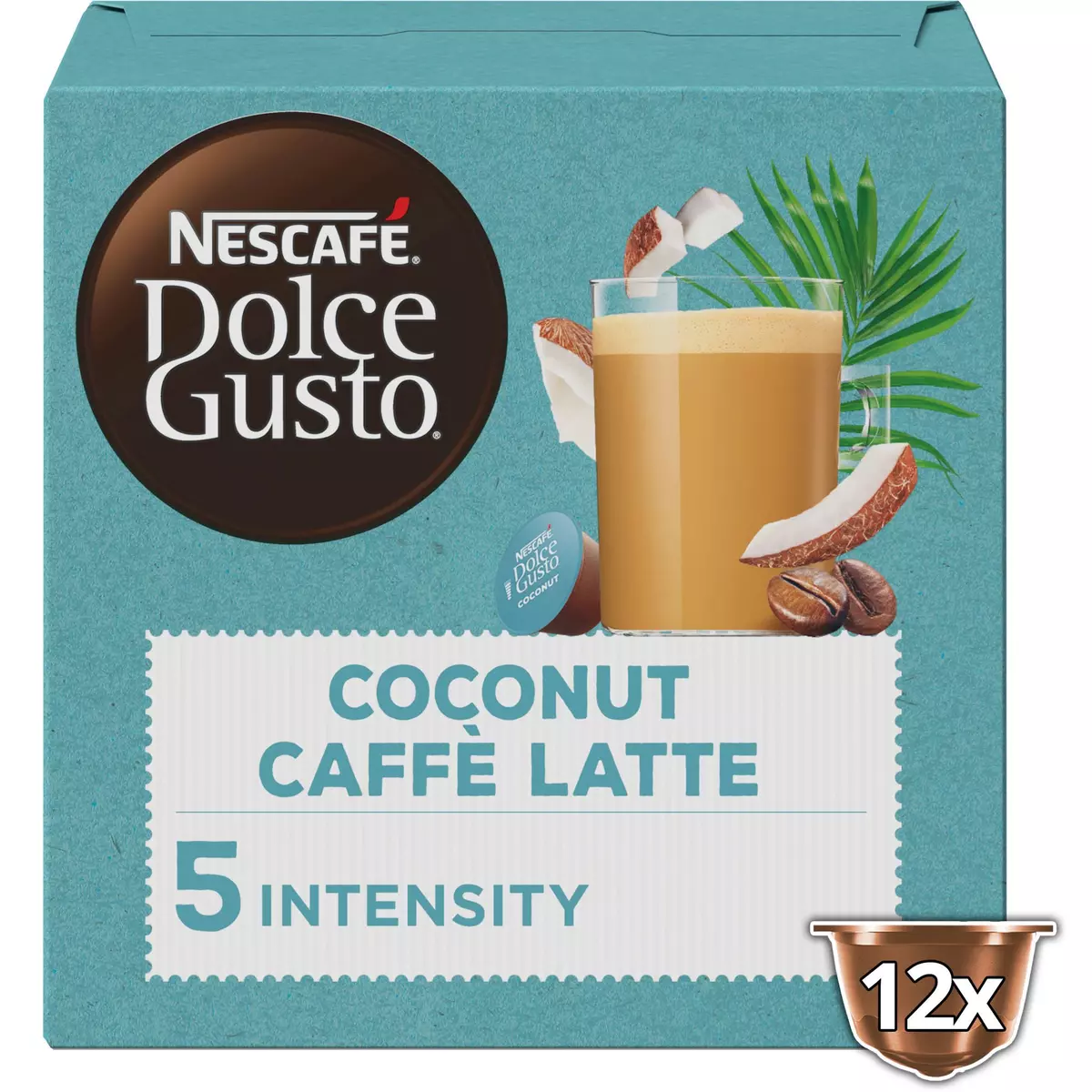 DOLCE GUSTO Capsules de café latte à la noix de coco intensité 5 12 capsules 116g