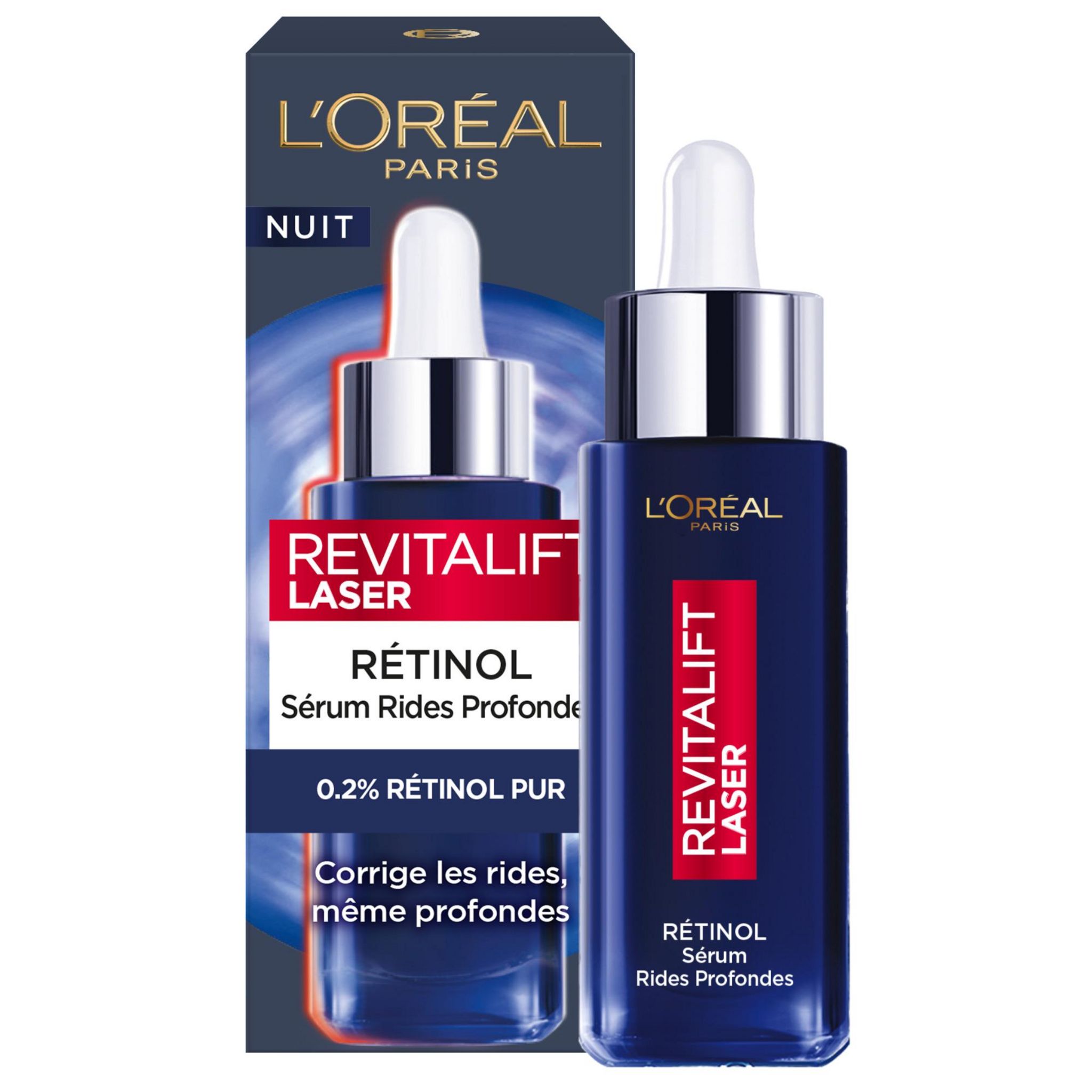 Voir la diapositive 3 : L'OREAL Reviatlift laser Sérum nuit 0,2% rétinol pur rides profondes 30ml