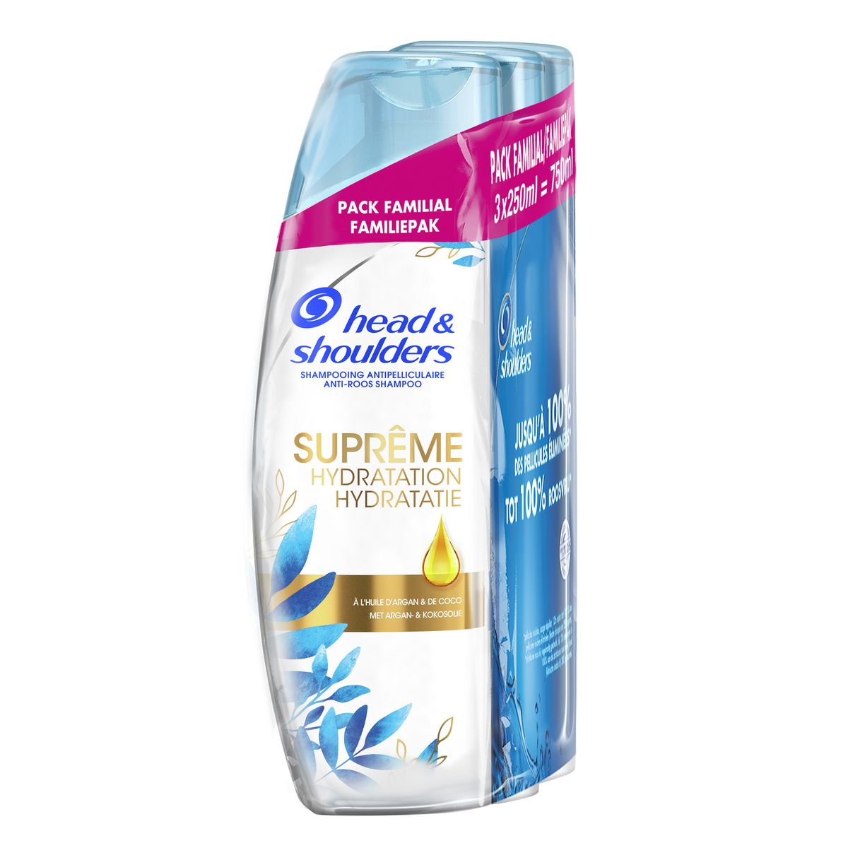 HEAD & SHOULDERS Shampoing antipelliculaire suprême hydratation à l'huile d'argan et de coco Lot de 3 3x250ml
