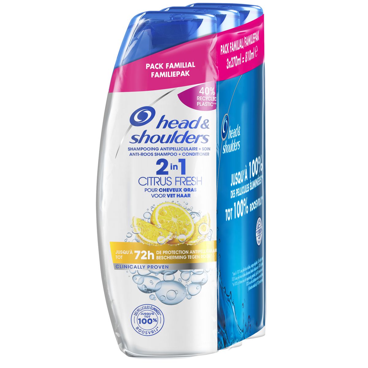 HEAD & SHOULDERS Shampoing 2en1 antipelliculaire + soin 3x270ml