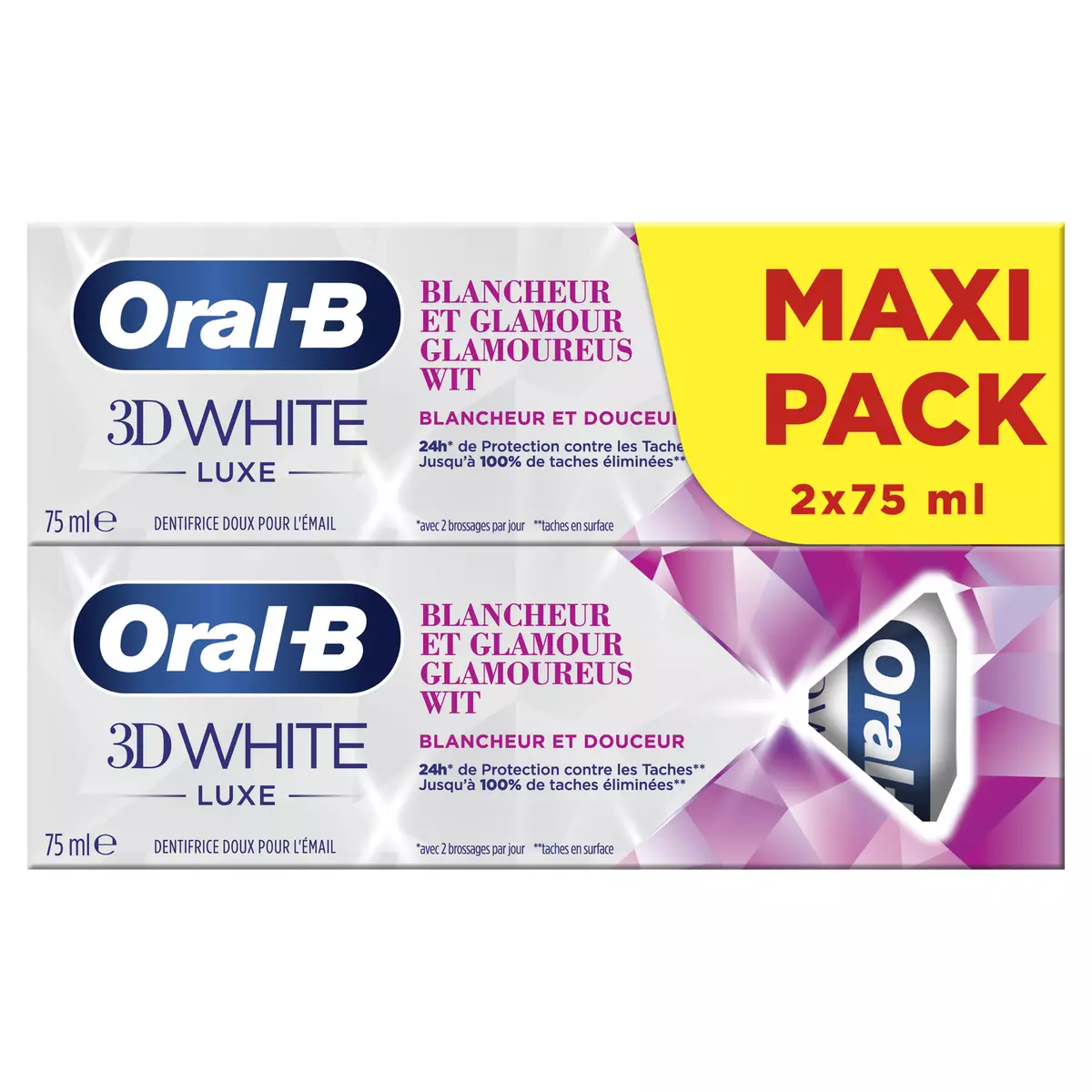 ORAL-B 3D White Luxe Dentifrice blancheur et glamour 2x75ml