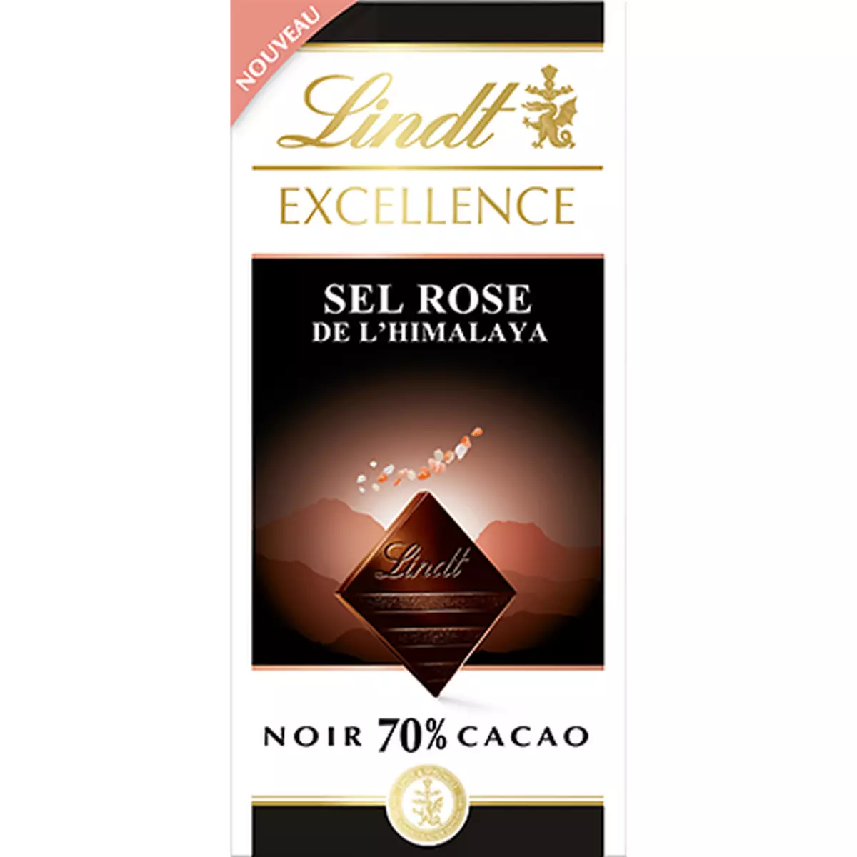 LINDT Excellence noir 70% cacao au sel rose de l'Himalaya 100g