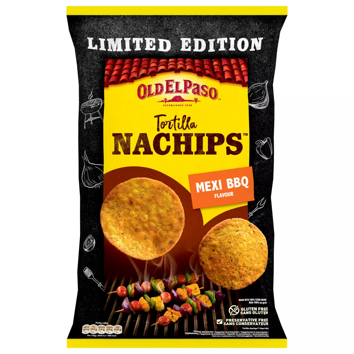 OLD EL PASO Nachips tortilla chips goût mexi BBQ sans gluten 180g