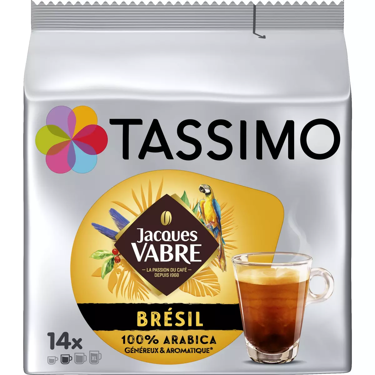 TASSIMO Dosettes de café brésil Jacques Vabre 14 dosettes 96g