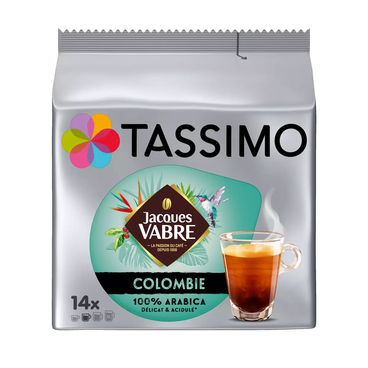 TASSIMO Dosettes de café Colombie Jacques Vabre 14 dosettes 97g