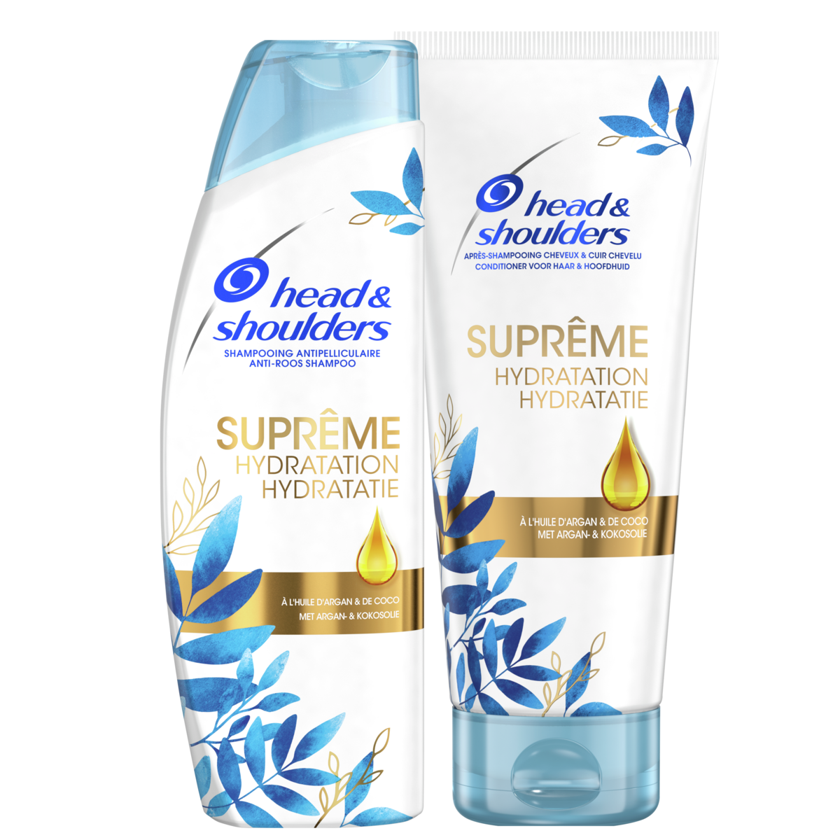 HEAD & SHOULDERS Shampoing et Après-shampoing antipelliculaire suprême hydratation à l'huile d'argan et de coco 250ml + 220ml
