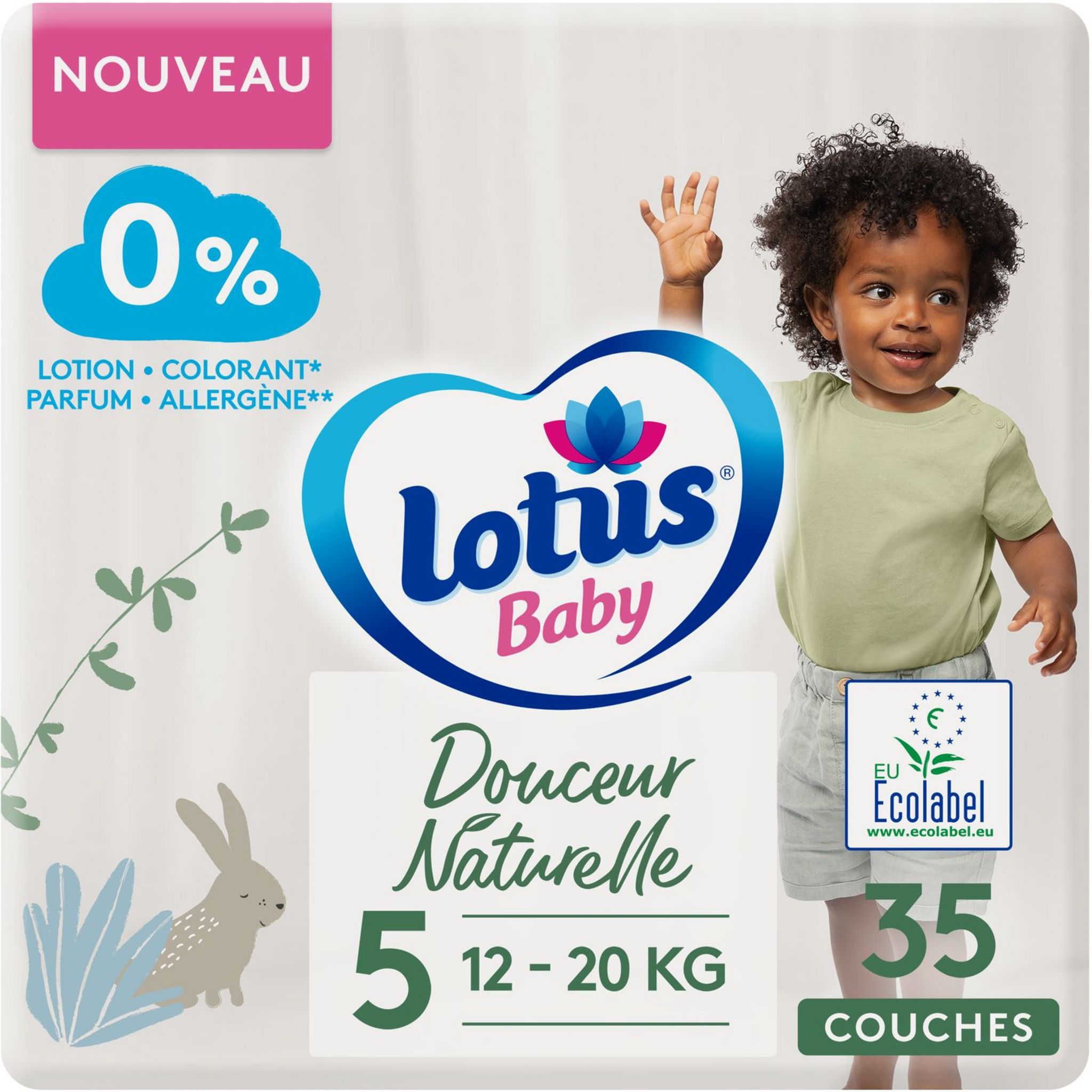 LOTUS BABY Couches Douceur naturelle taille 5 (12à20kg) 35 couches pas