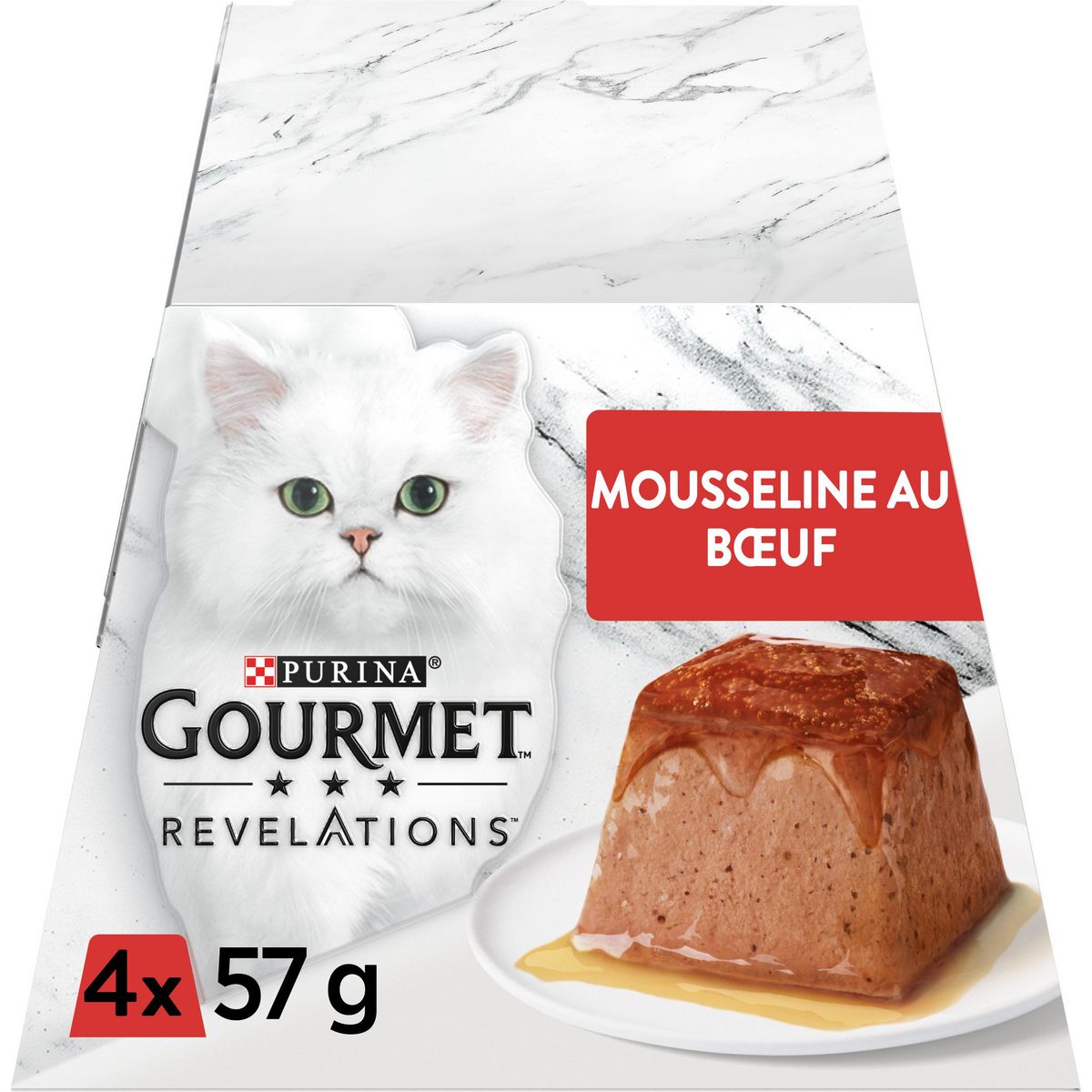 GOURMET Révélations Mousselines au bœuf nappée de sauce pour chat 4 mousselines 4x57g