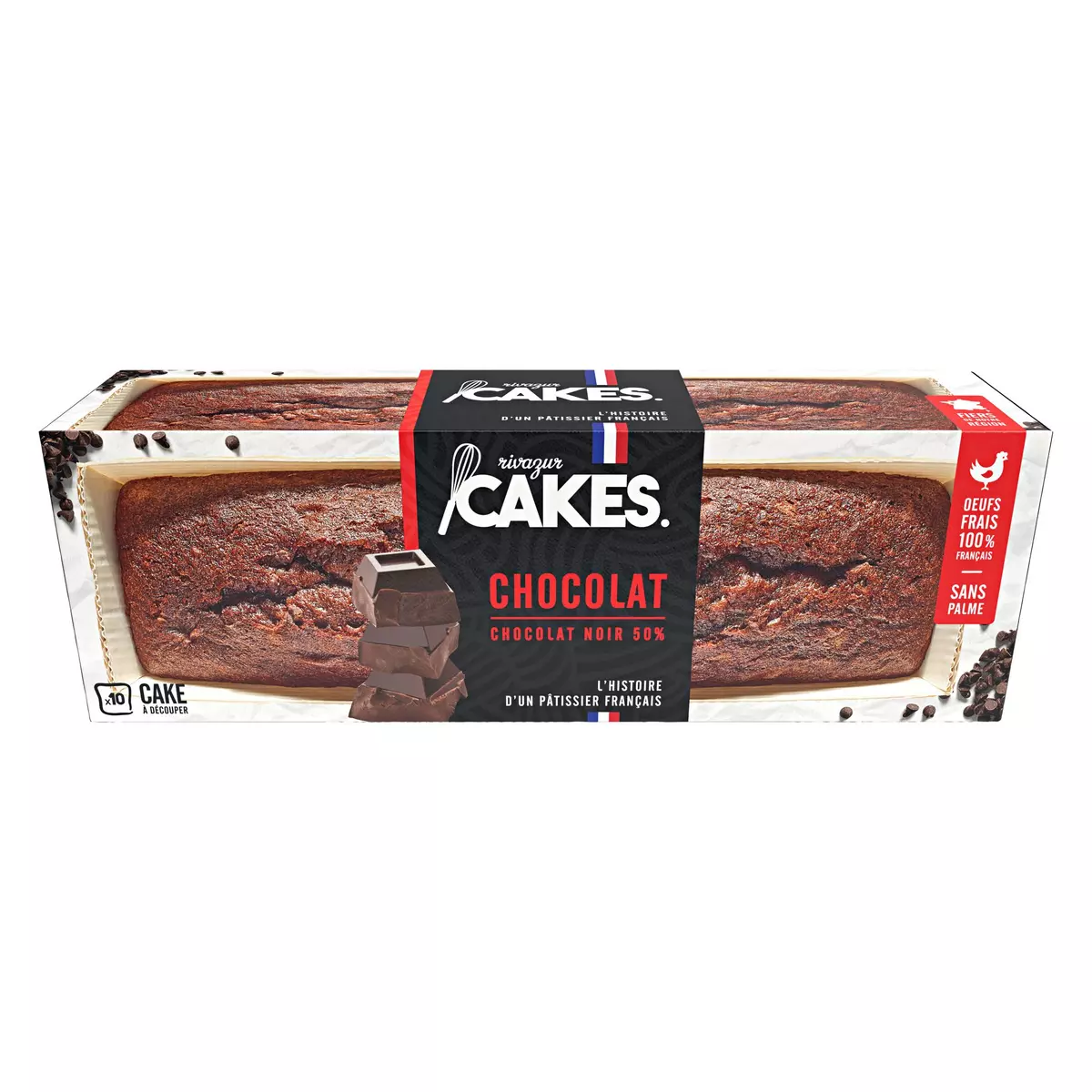 RIVAZUR CAKES Cake tout chocolat aux pépites chocolat noir 50% 280g