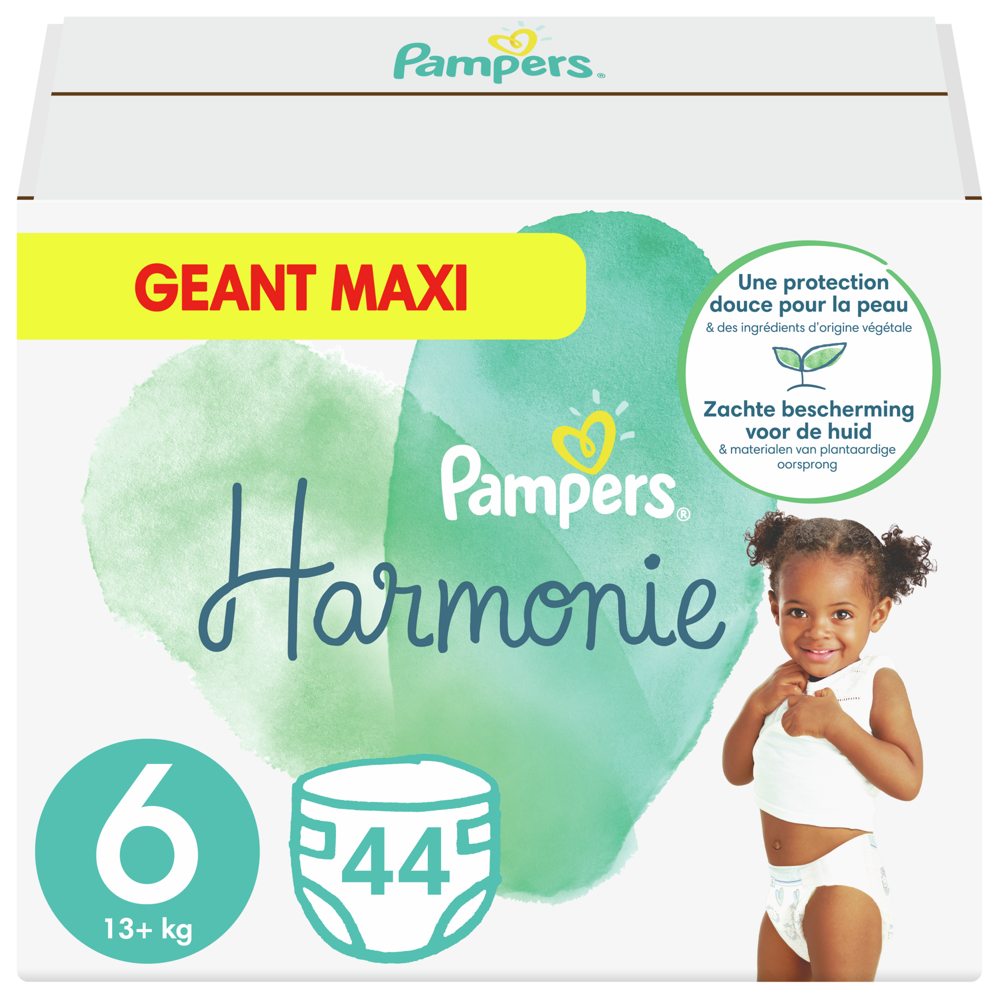 PAMPERS Harmonie couche taille 6 (+13kg) 44 couches pas cher Auchan.fr