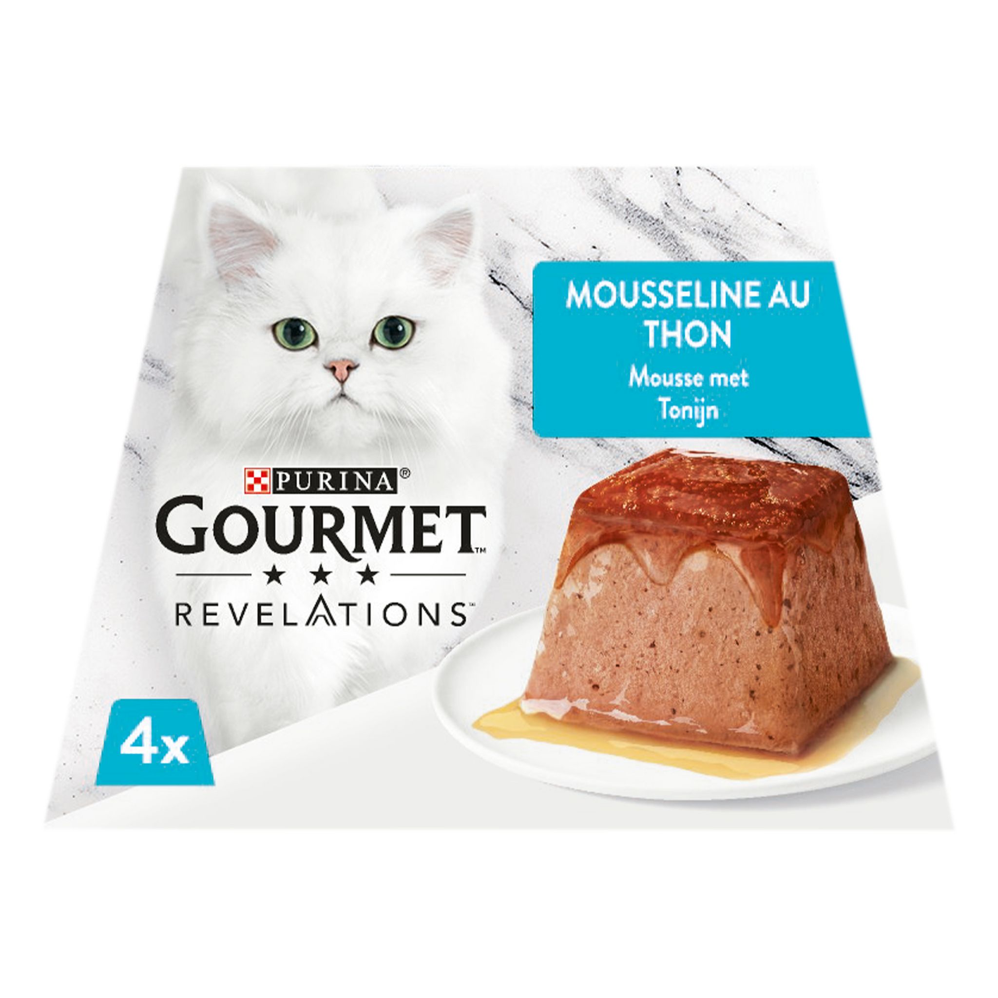Voir la diapositive 4 : PURINA Gourmet Révélations Mousselines au thon nappée de sauce pour chat 4 mousselines 4x57g