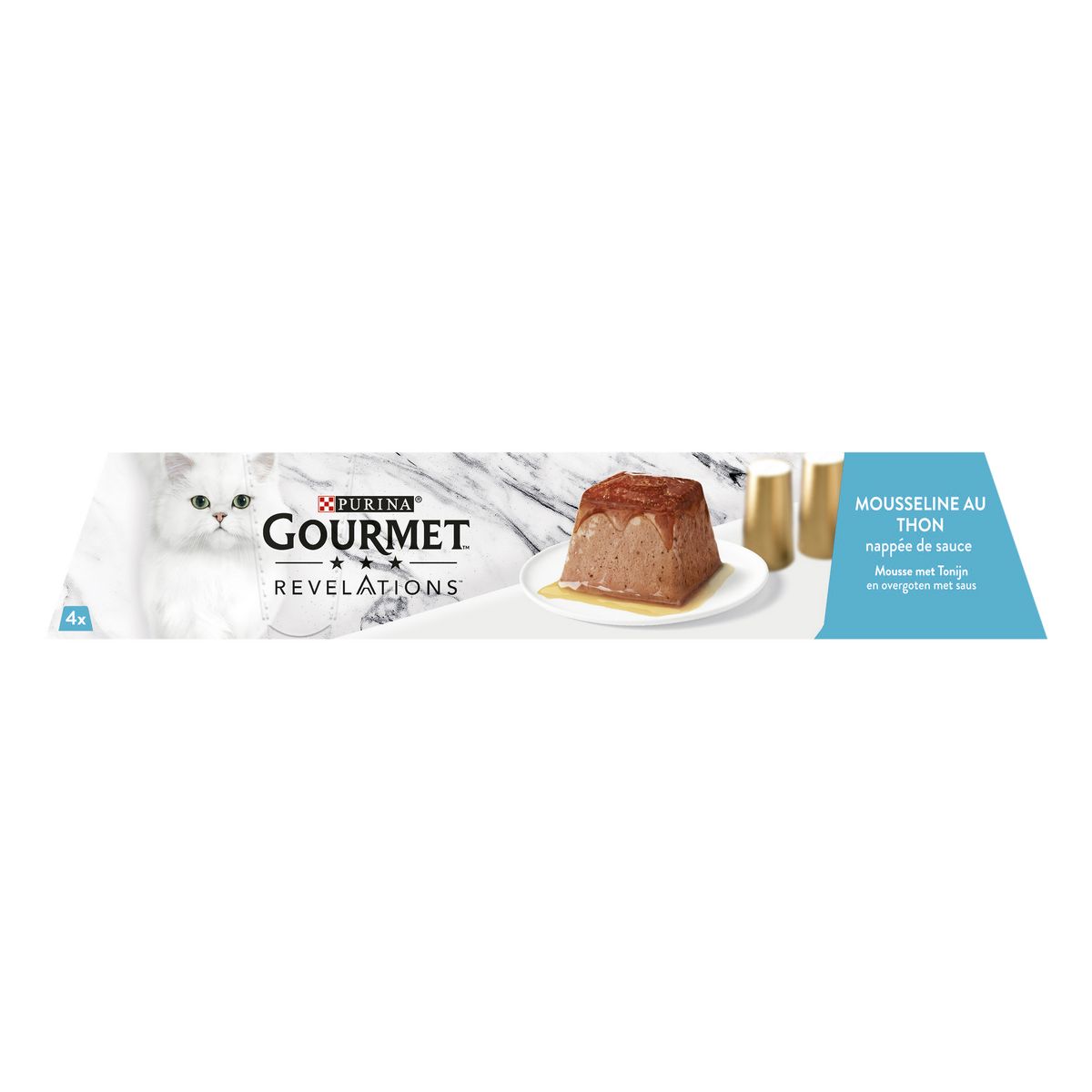 PURINA Gourmet Révélations Mousselines au thon nappée de sauce pour chat 4 mousselines 4x57g
