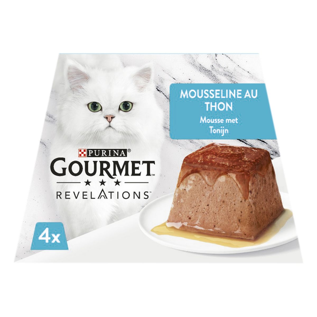 PURINA Gourmet Révélations Mousselines au thon nappée de sauce pour chat 4 mousselines 4x57g