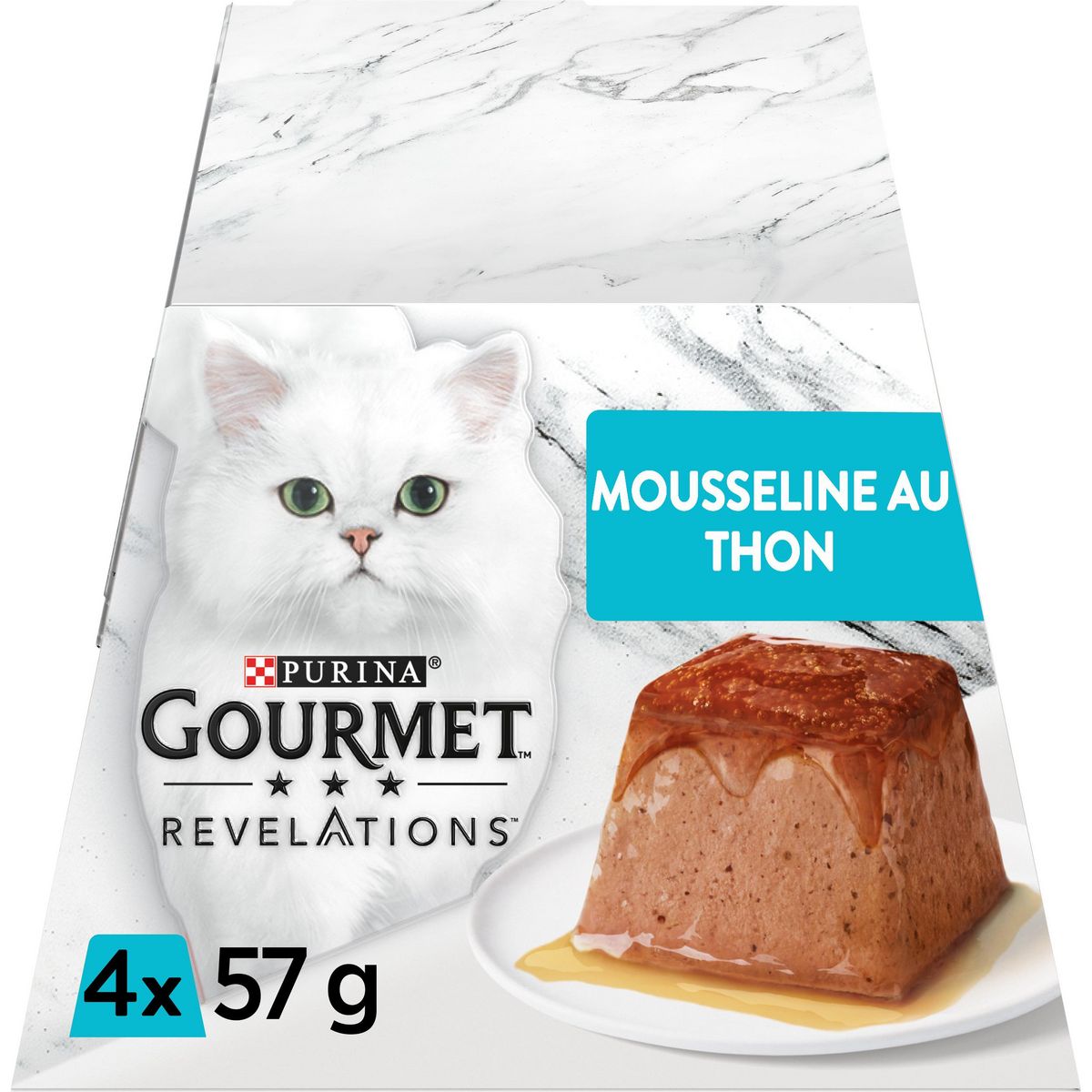 PURINA Gourmet Révélations Mousselines au thon nappée de sauce pour chat 4 mousselines 4x57g