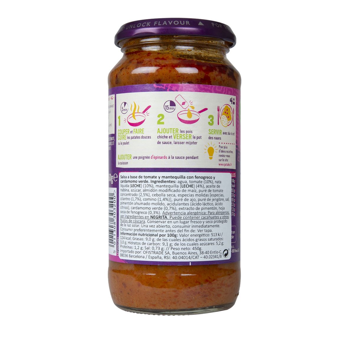 PATAK'S Sauce curry butter chicken à la tomate paprika fumé et cardamome 4 parts 450g