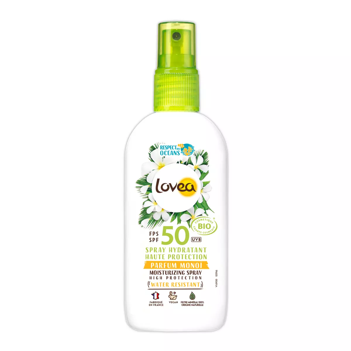 LOVEA Spray solaire bio haute protection hydratant parfum monoï FPS50 100ml