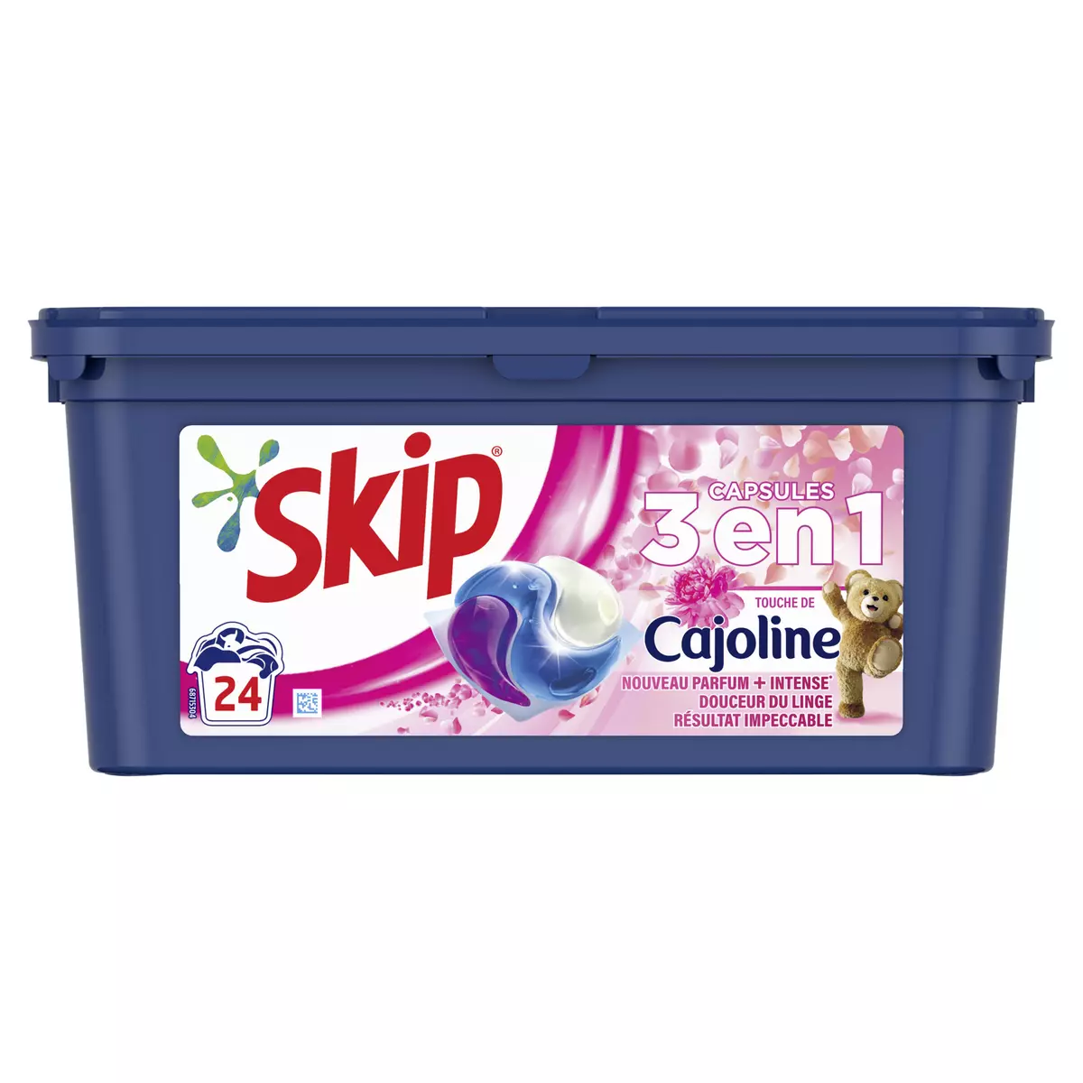 SKIP Capsules de lessive 3 en 1 touche de Cajoline 24 capsules