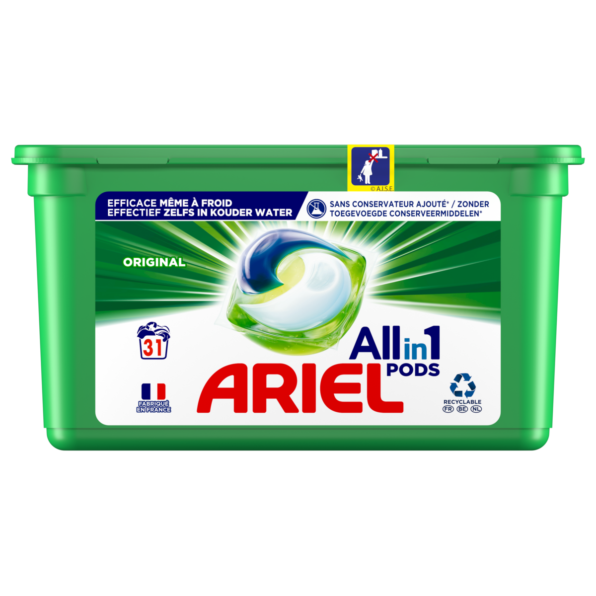 ARIEL Pods capsules de lessive tout en 1 31 capsules